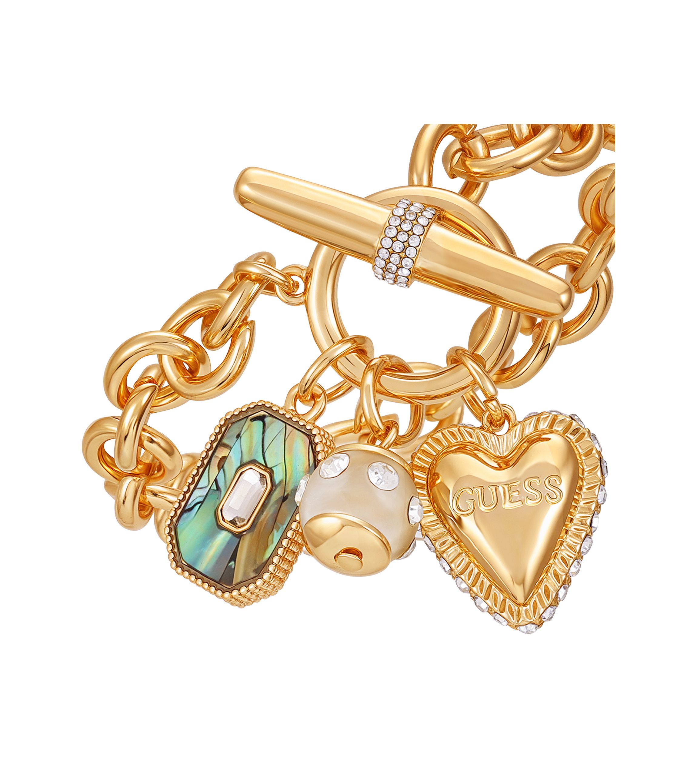 Gold Tone Toggle Charm Bracelet