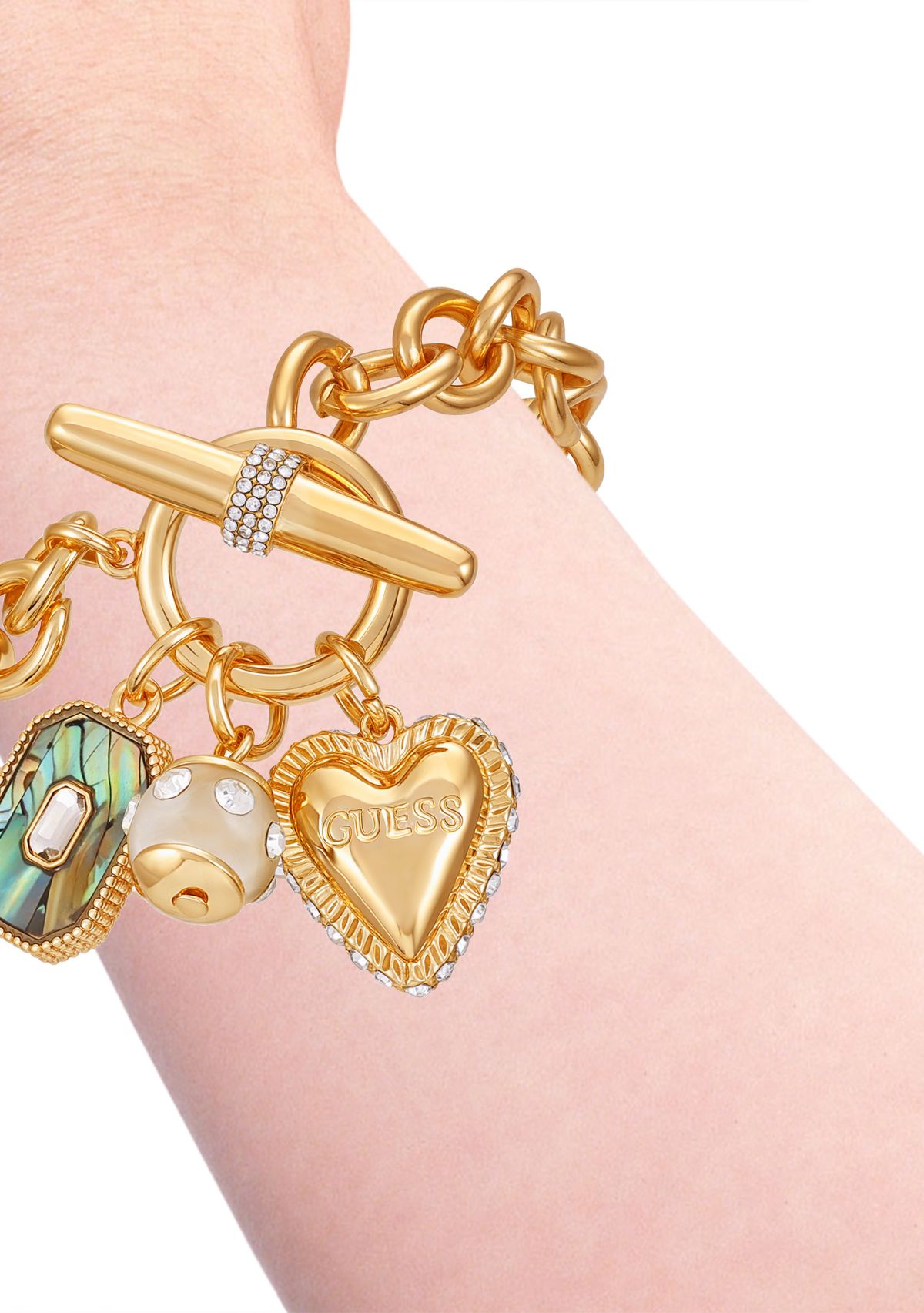 Gold Tone Toggle Charm Bracelet