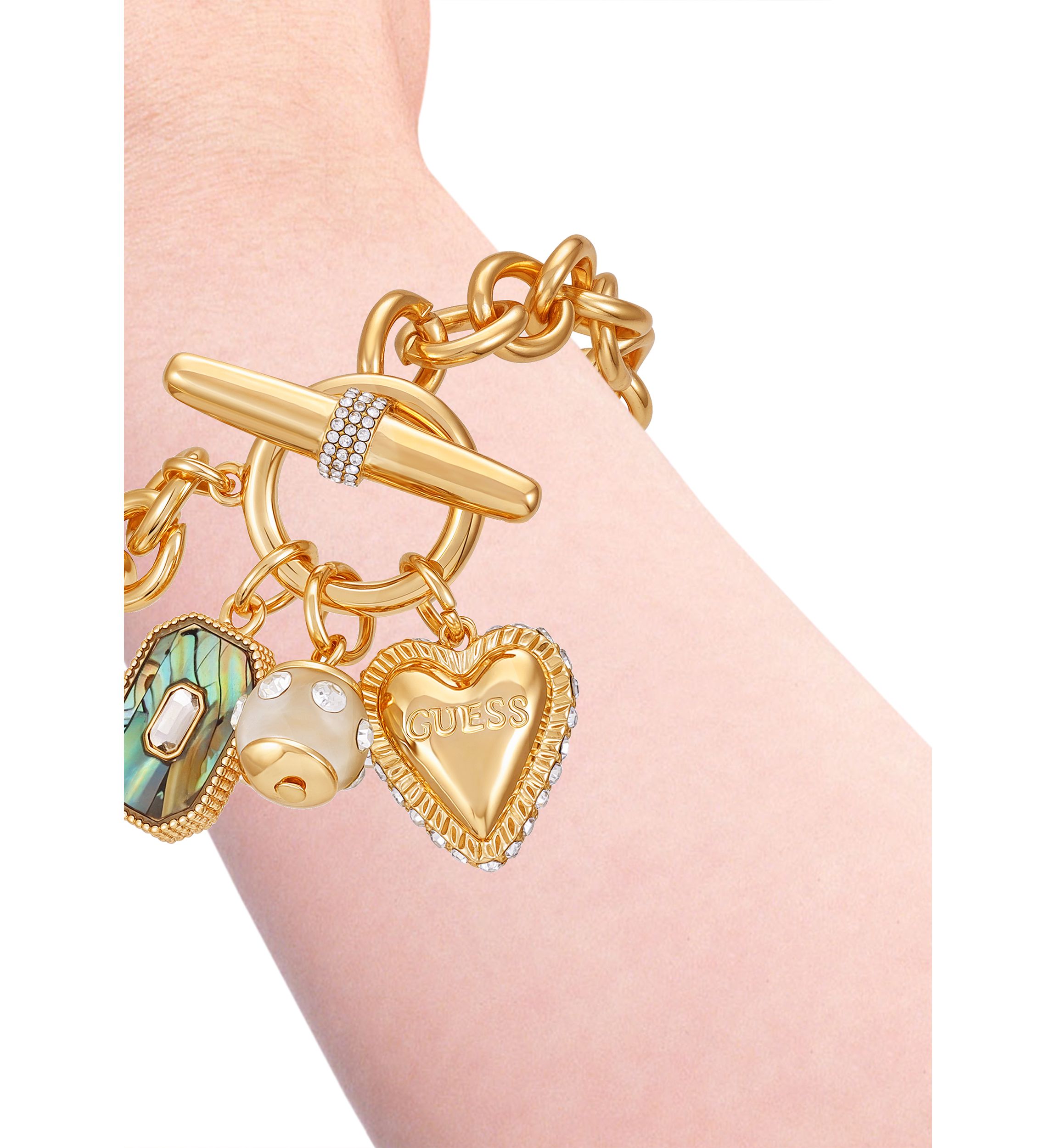 Gold Tone Toggle Charm Bracelet