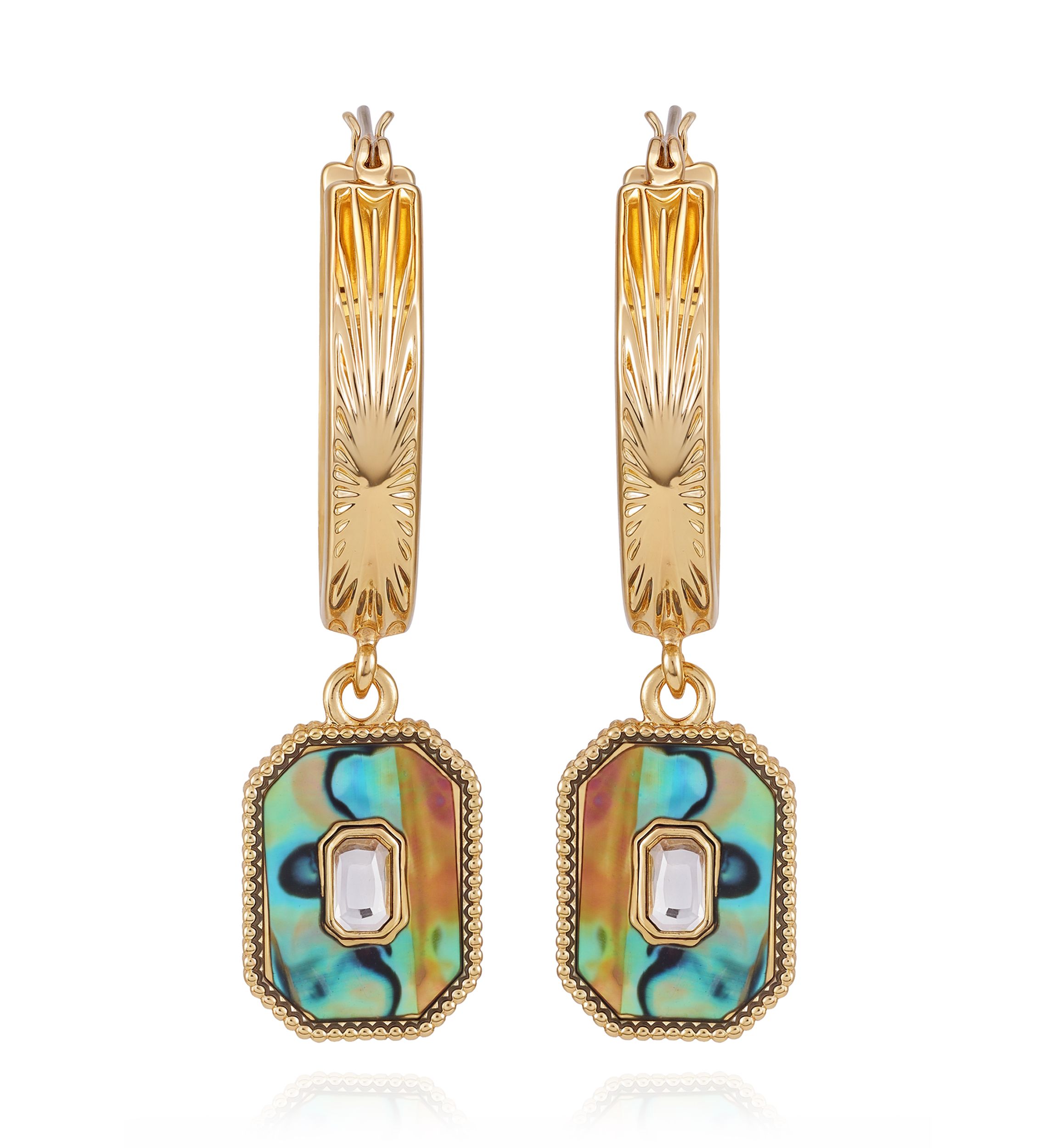 Gold Tone Drop Hoop Earrings