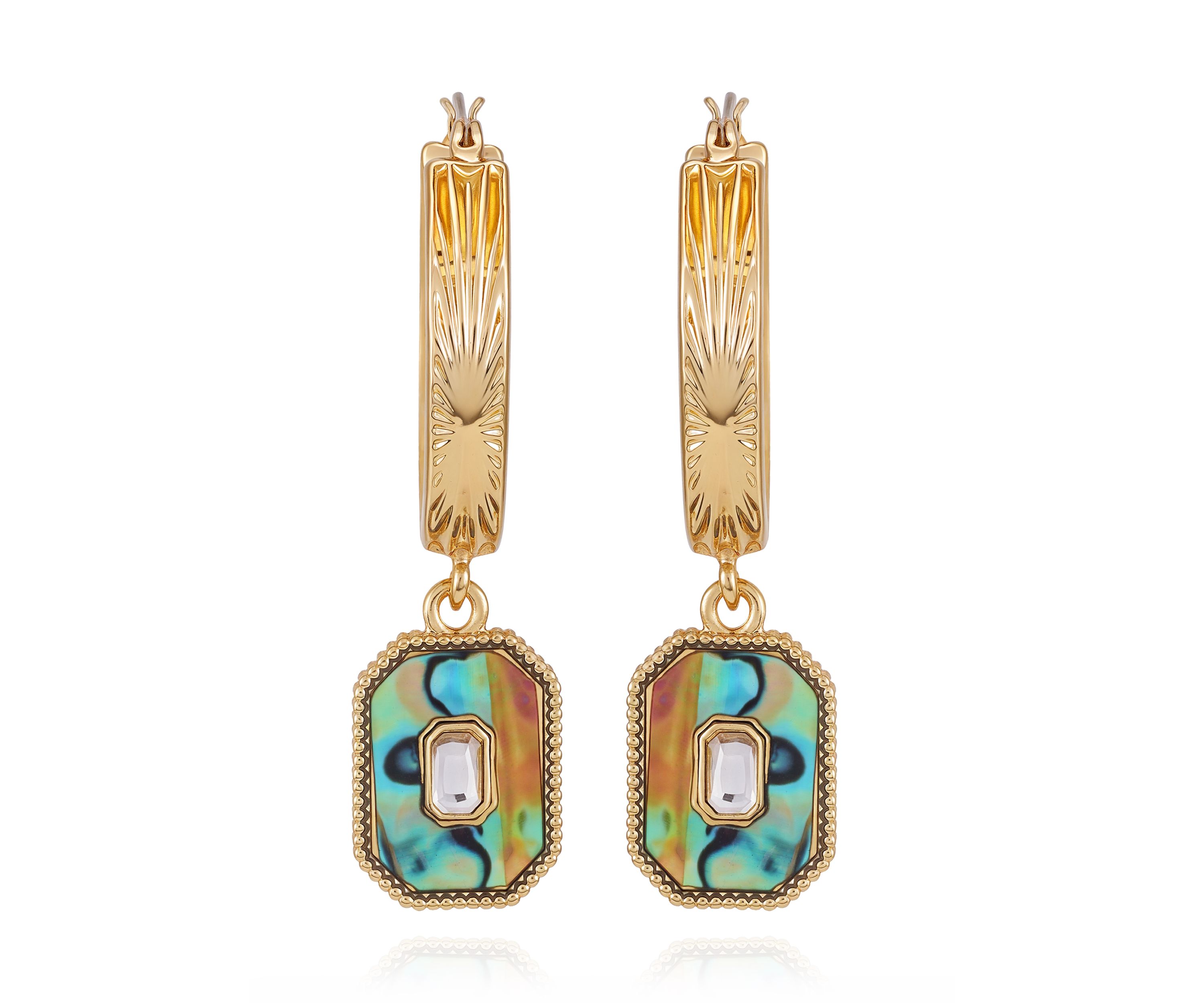 Gold Tone Drop Hoop Earrings