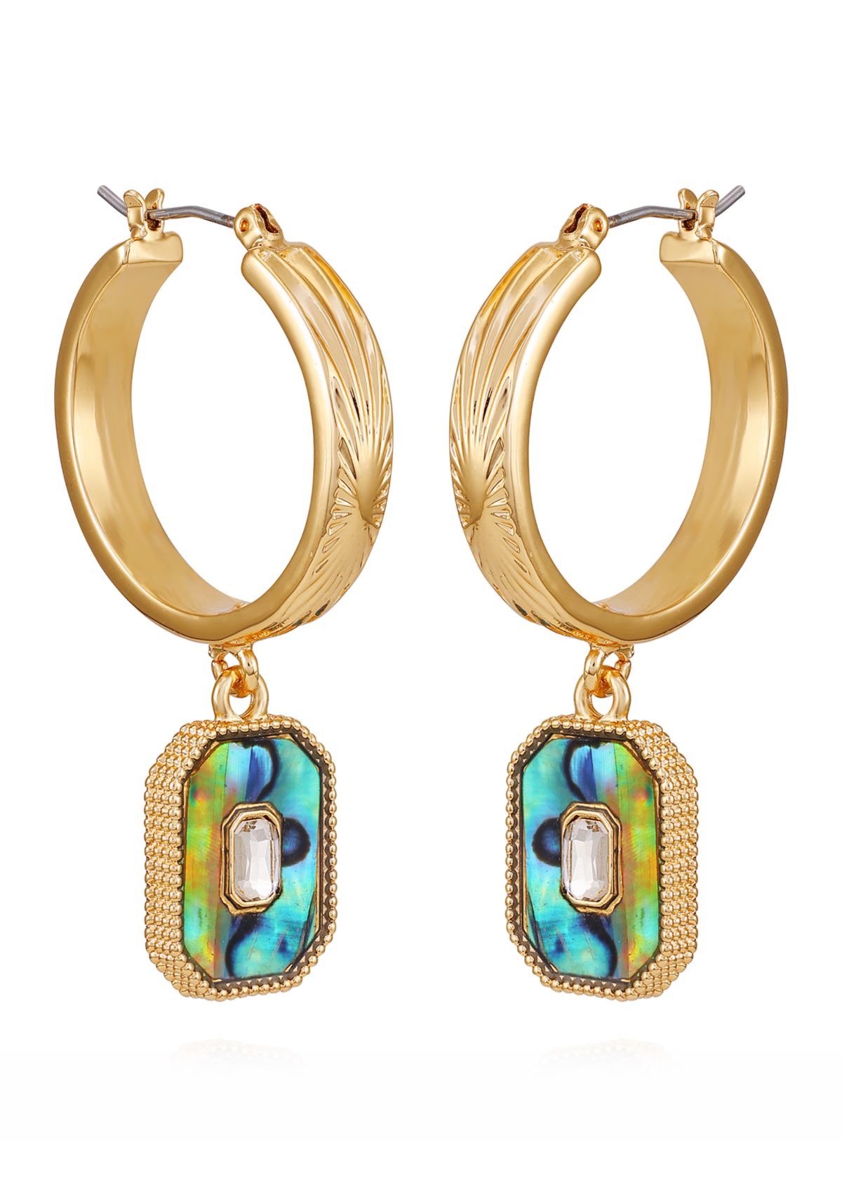 Gold Tone Drop Hoop Earrings