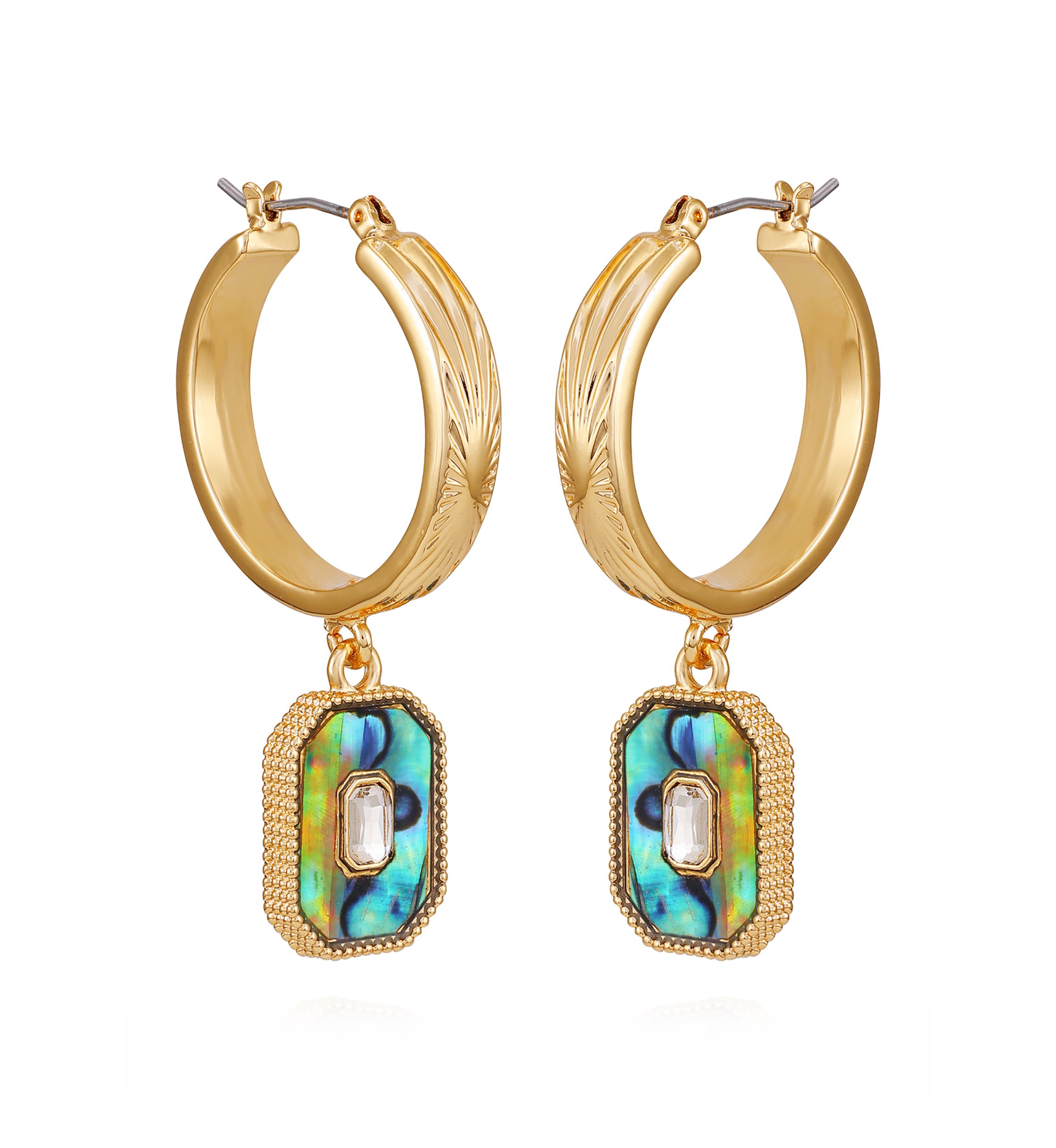 Gold Tone Drop Hoop Earrings