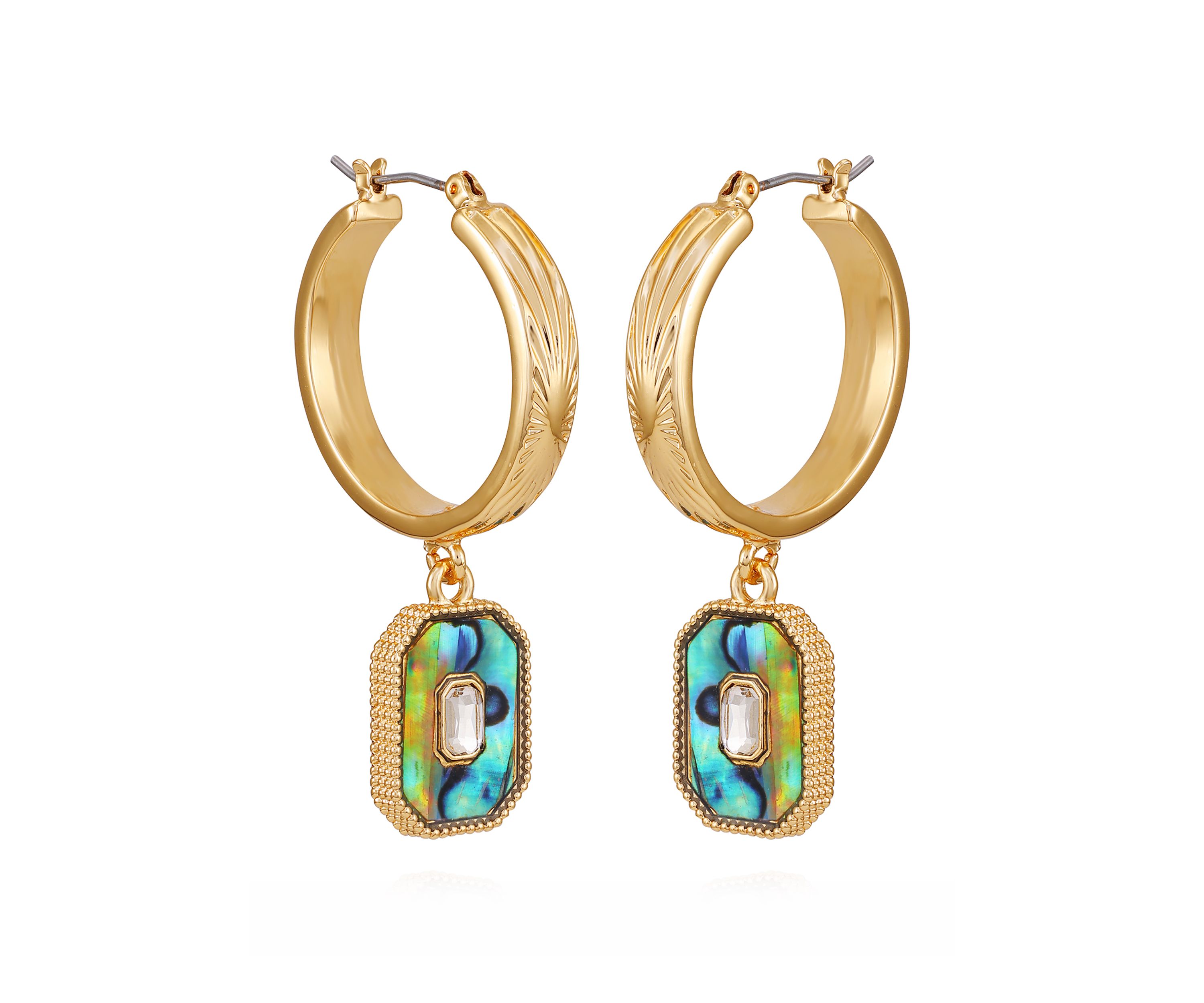 Gold Tone Drop Hoop Earrings