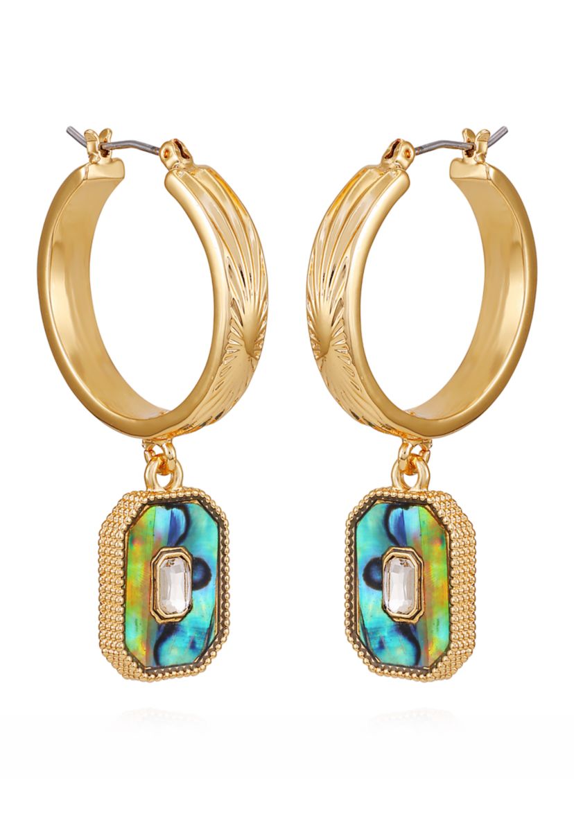 Gold Tone Drop Hoop Earrings