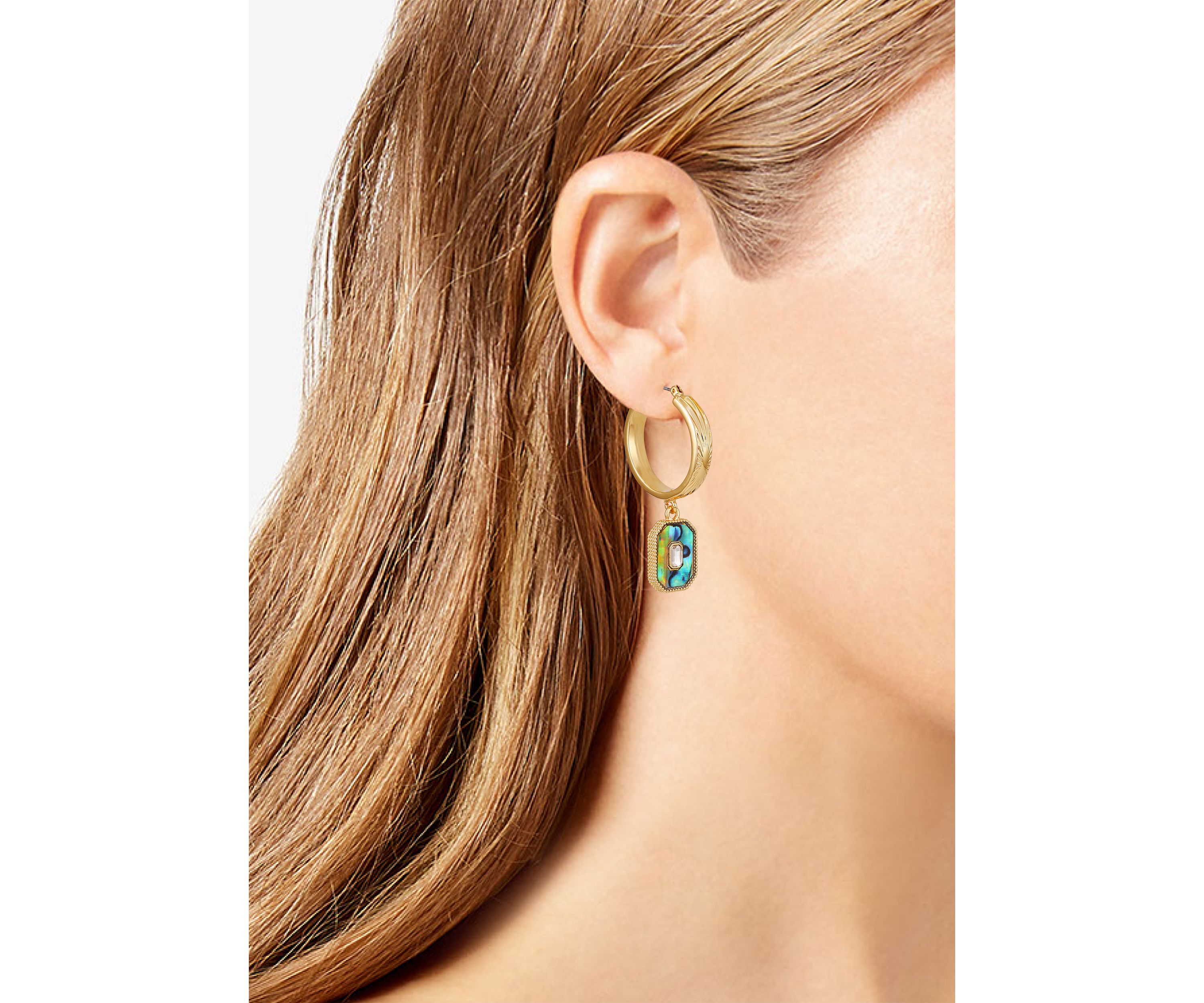 Gold Tone Drop Hoop Earrings