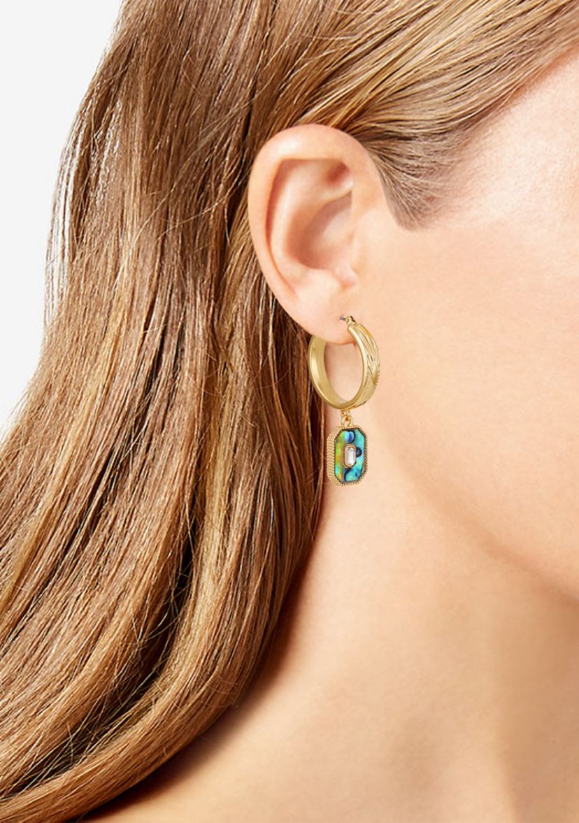Gold Tone Drop Hoop Earrings