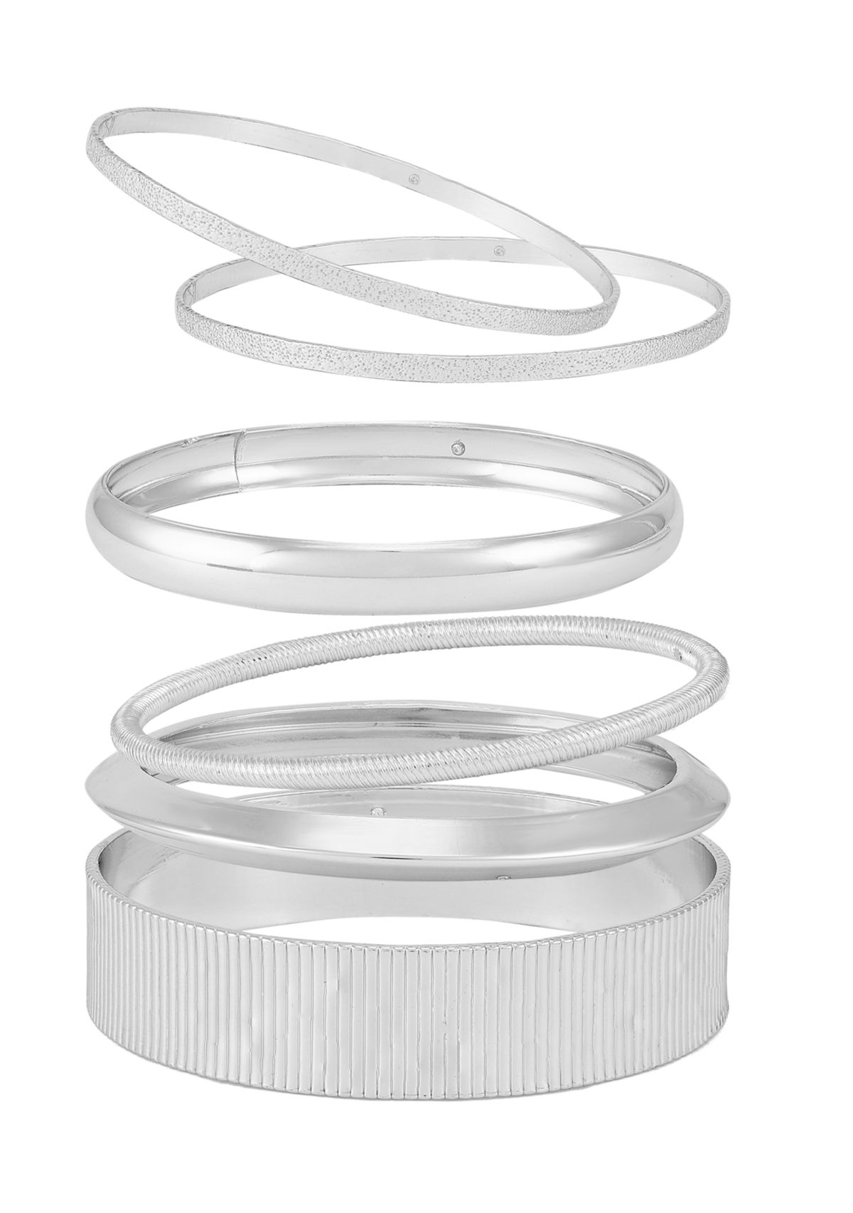 Silver Tone Bangle Bracelet Set