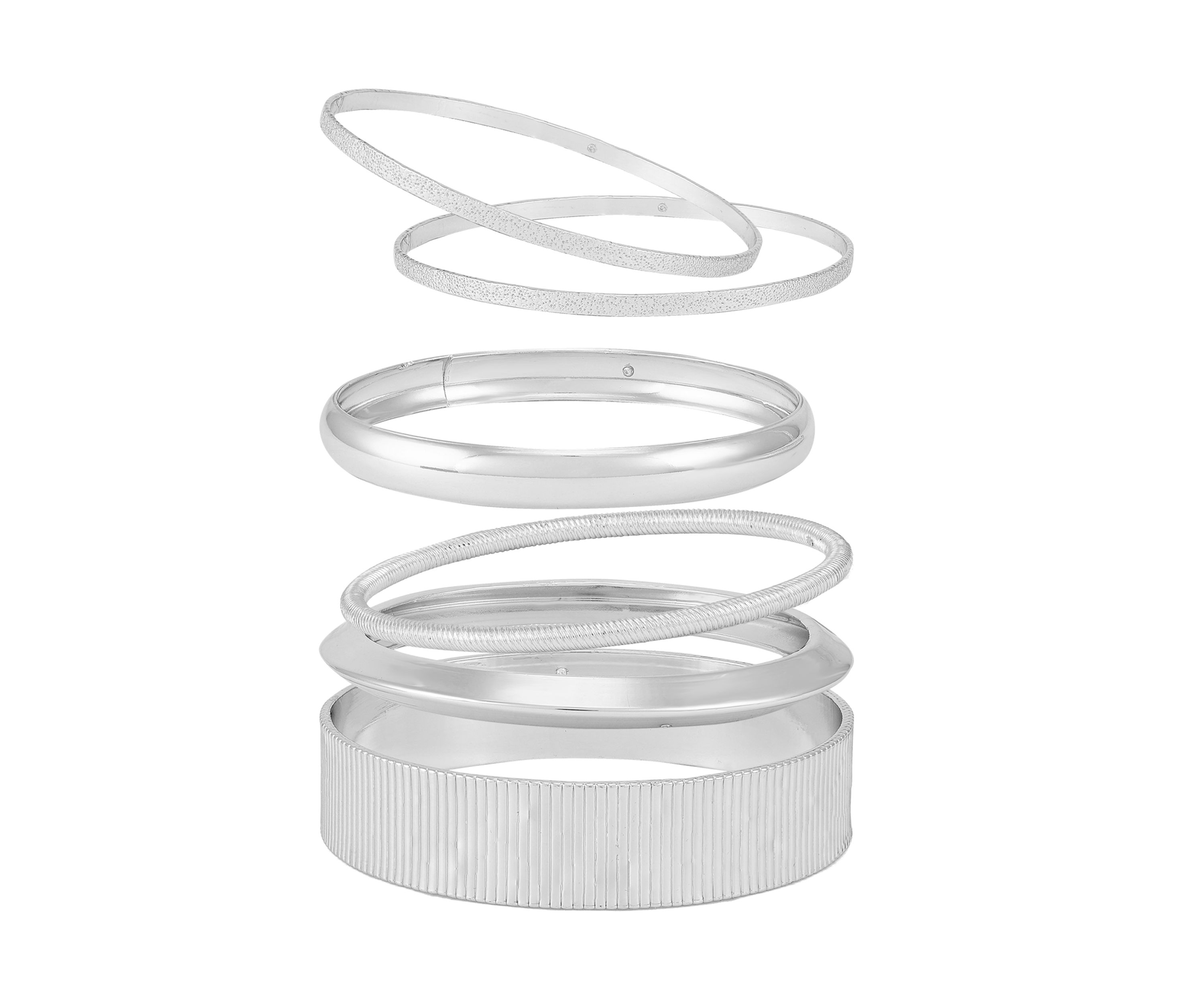 Silver Tone Bangle Bracelet Set