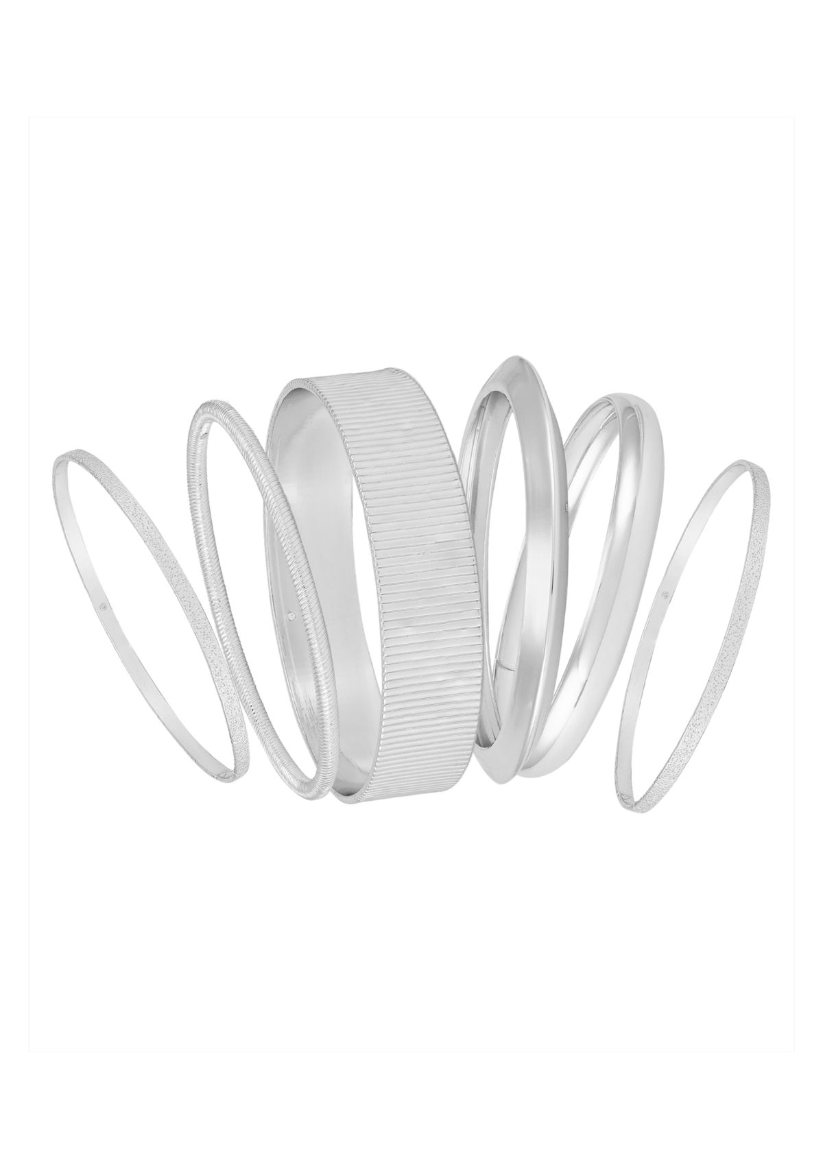 Silver Tone Bangle Bracelet Set