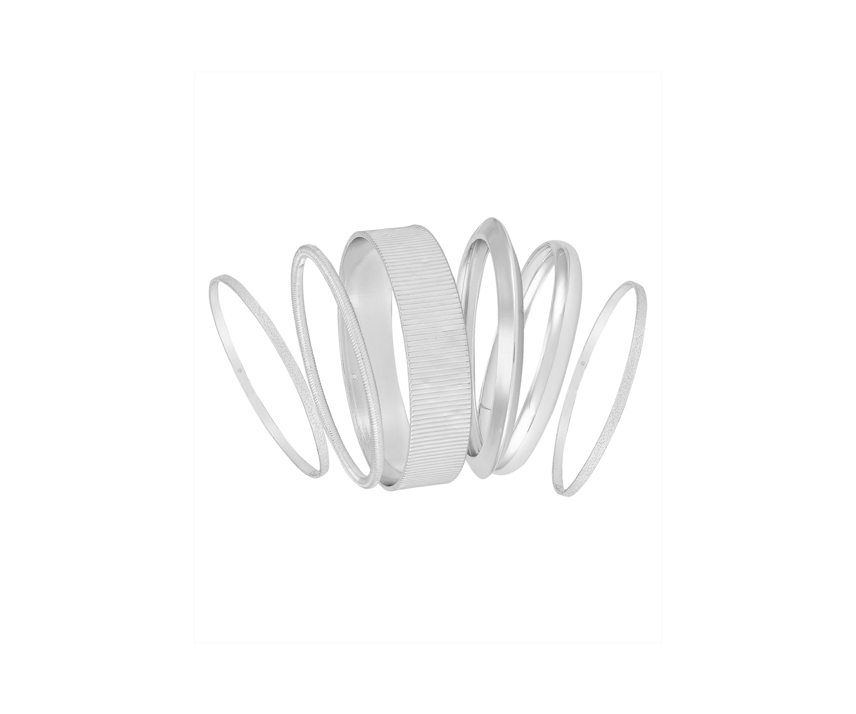 Silver Tone Bangle Bracelet Set
