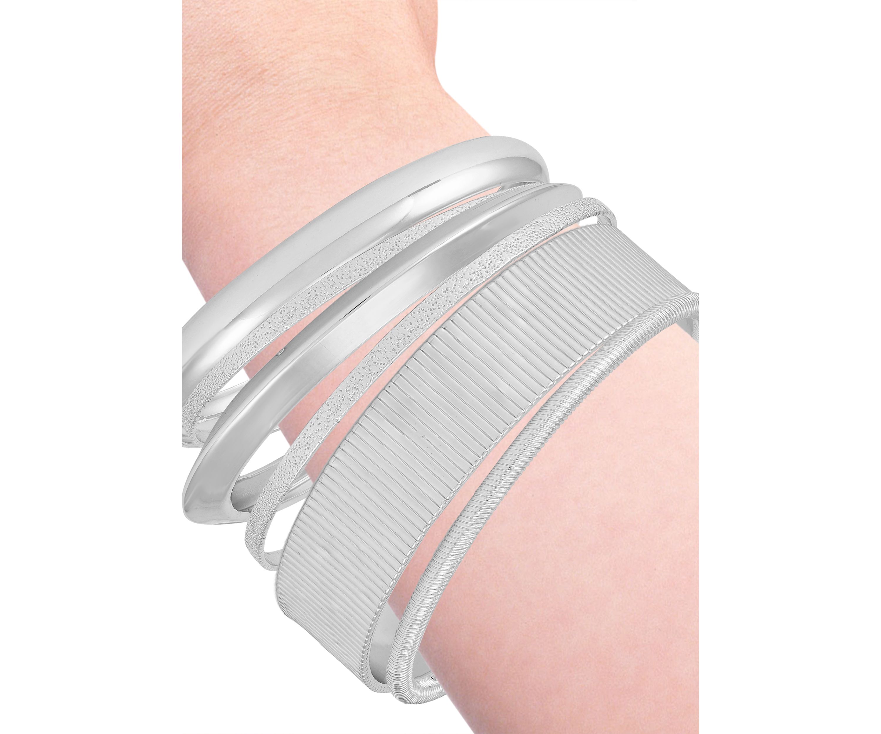 Silver Tone Bangle Bracelet Set