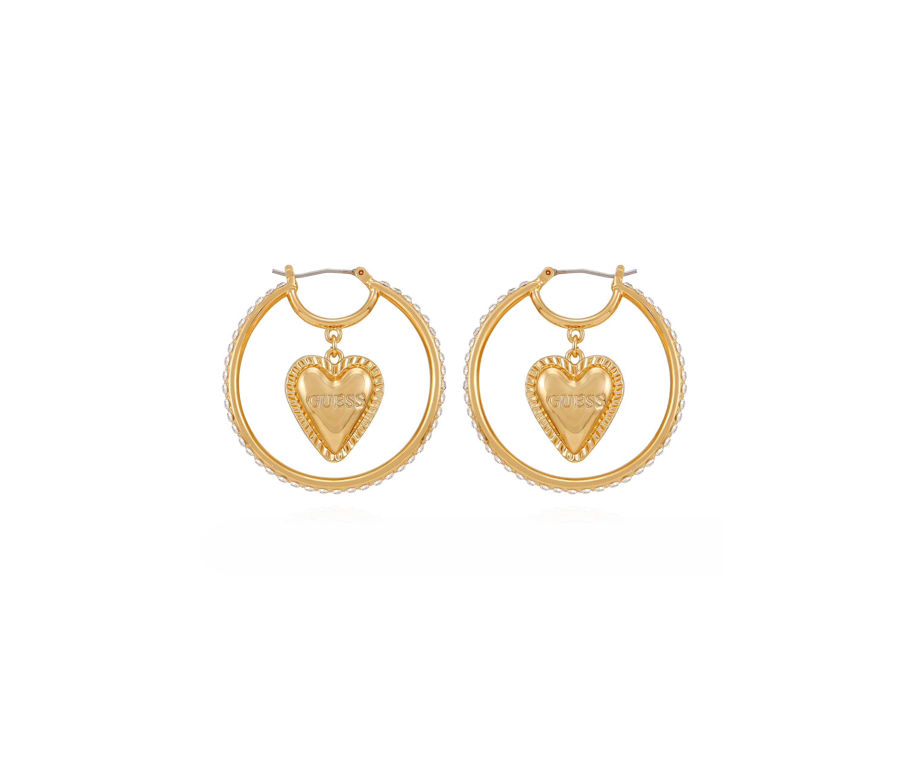 Gold Tone Heart Hoop Earrings