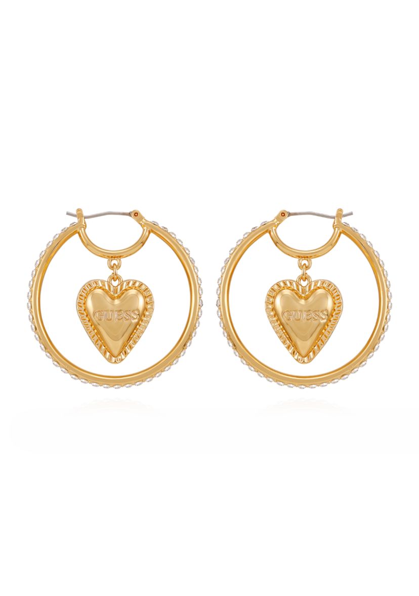 Gold Tone Heart Hoop Earrings