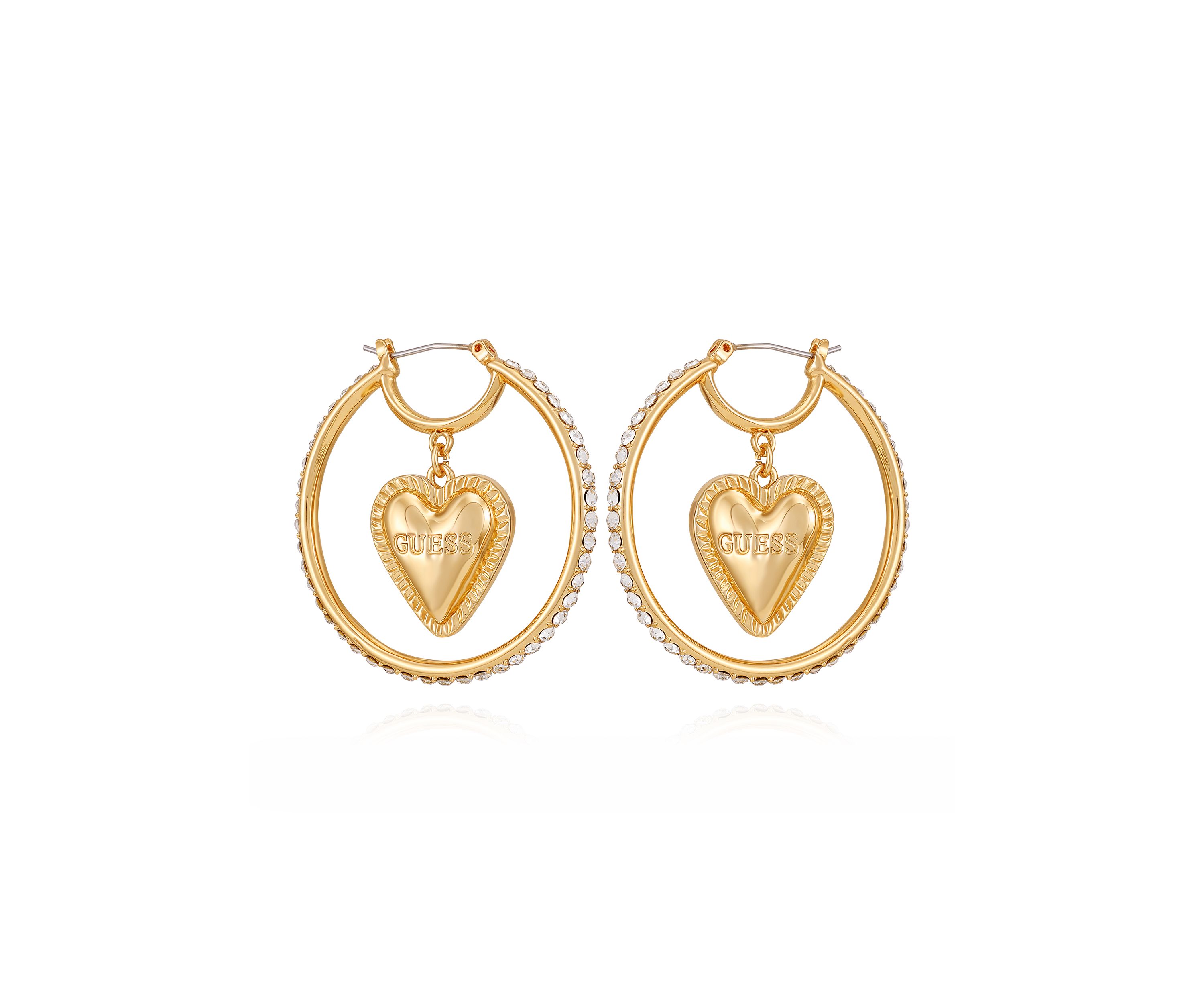 Gold Tone Heart Hoop Earrings