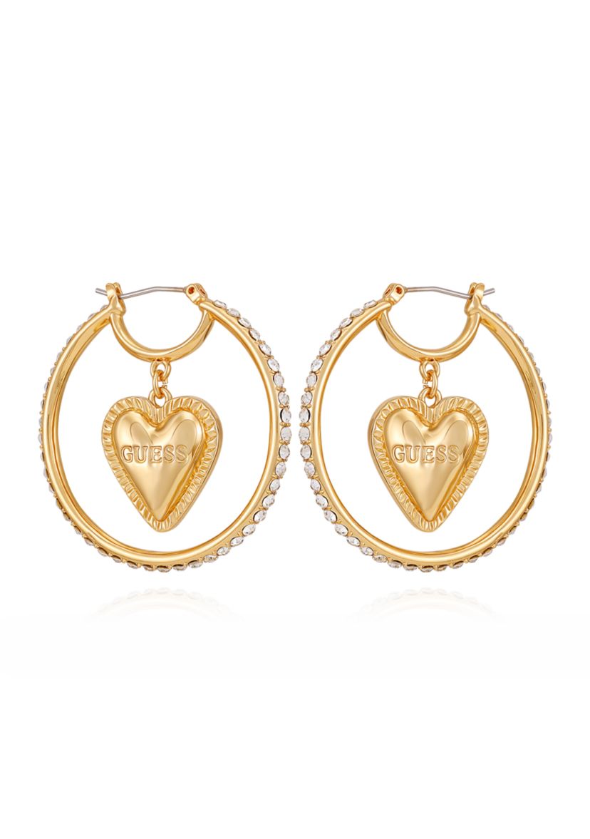 Gold Tone Heart Hoop Earrings