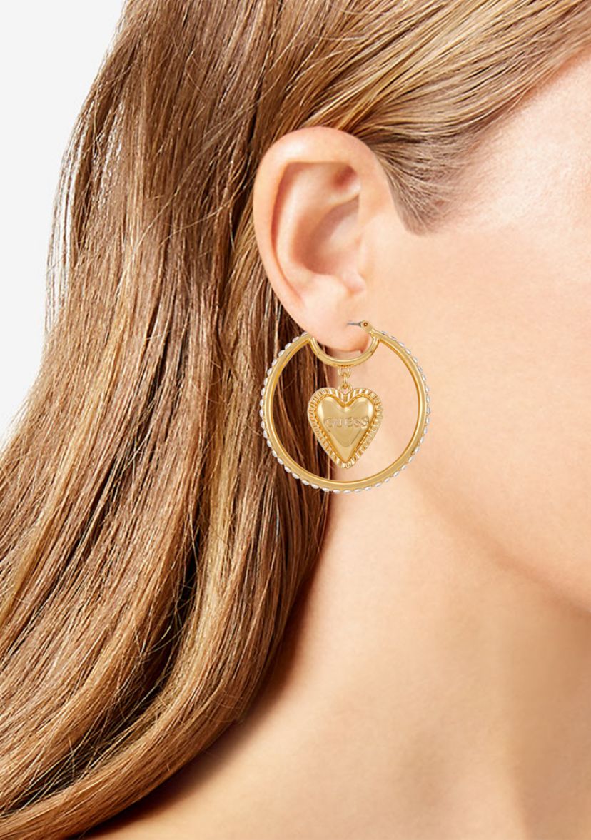 Gold Tone Heart Hoop Earrings