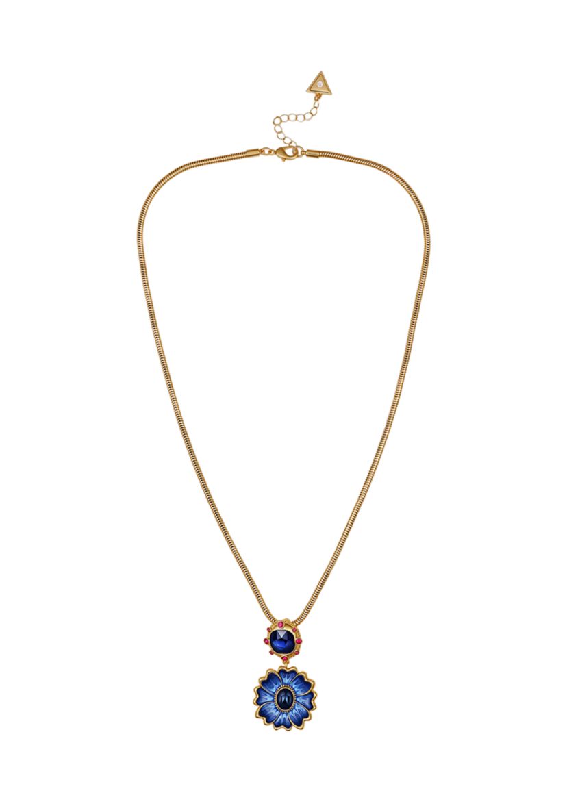 Blue Flower Pendant Necklace