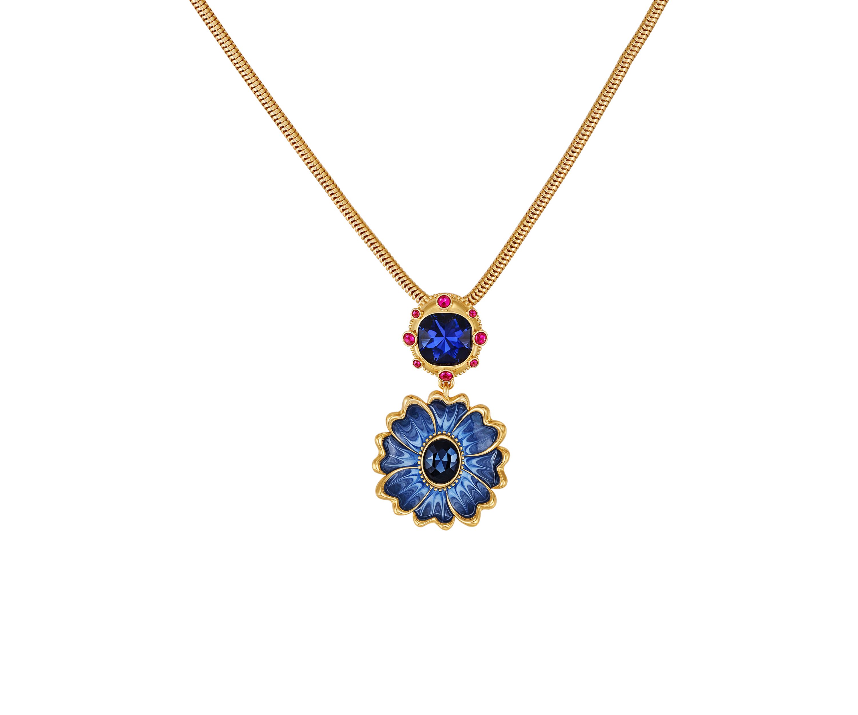 Blue Flower Pendant Necklace