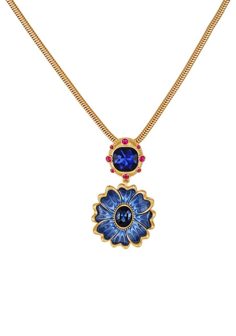 Blue Flower Pendant Necklace