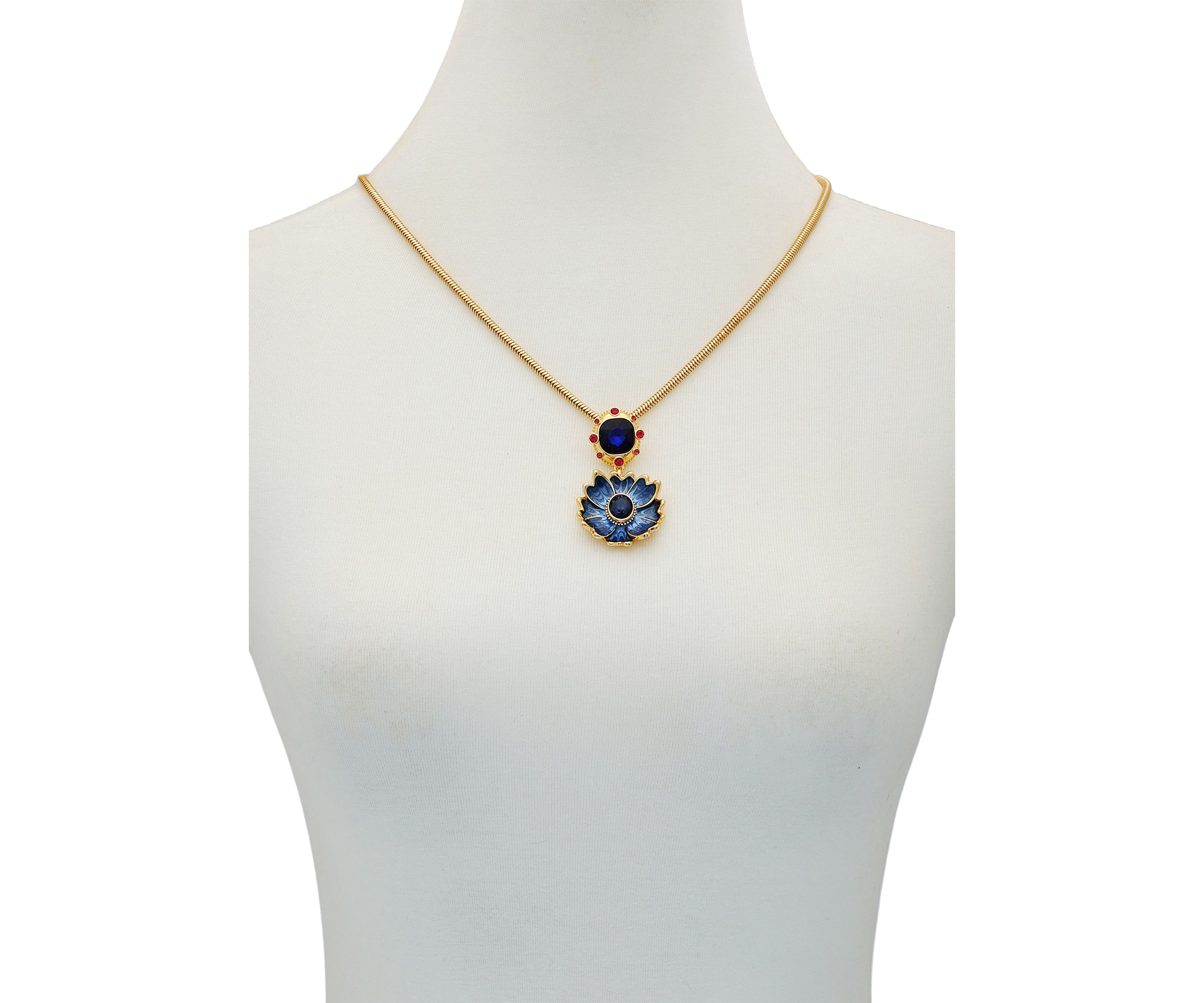 Blue Flower Pendant Necklace