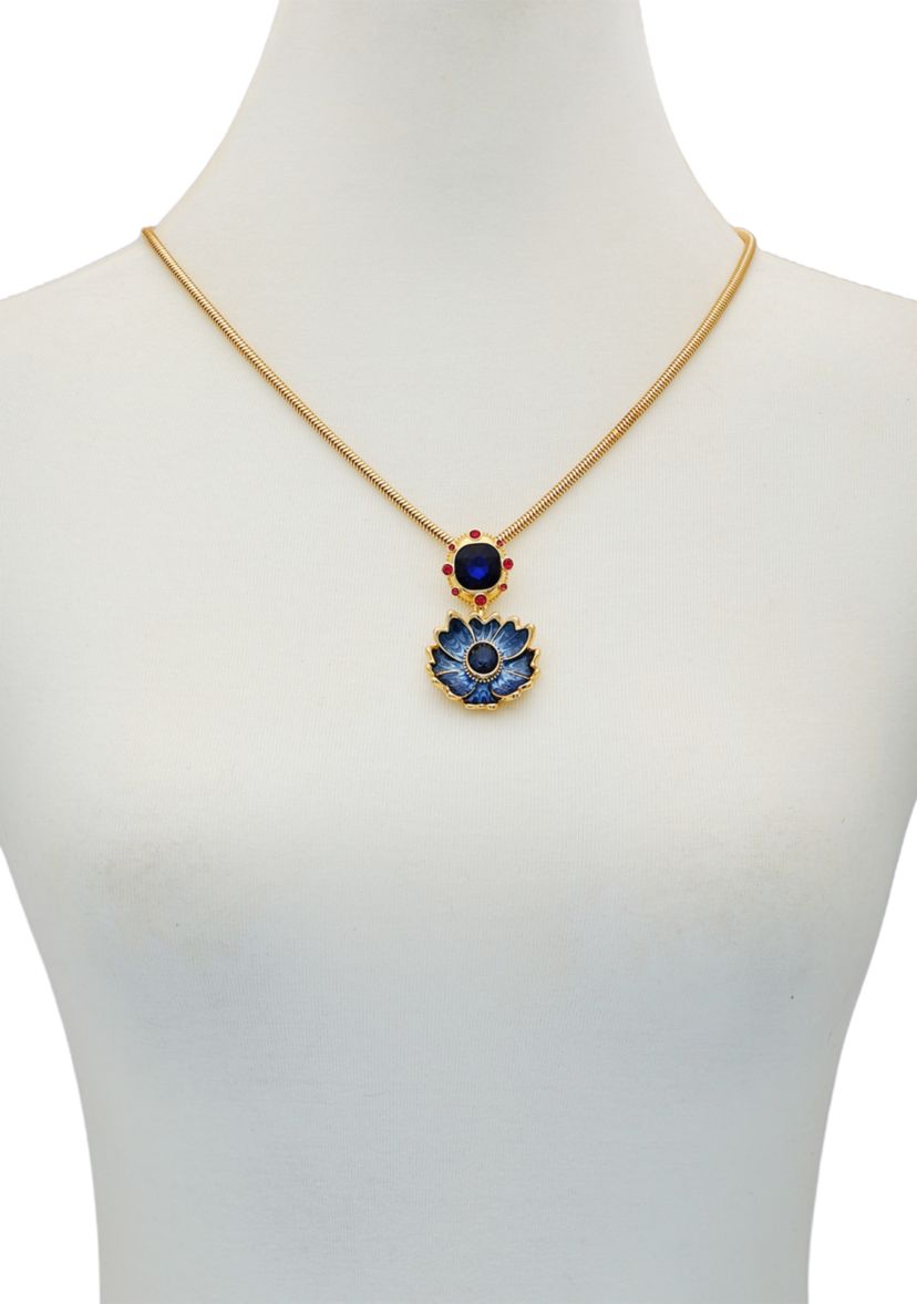 Blue Flower Pendant Necklace