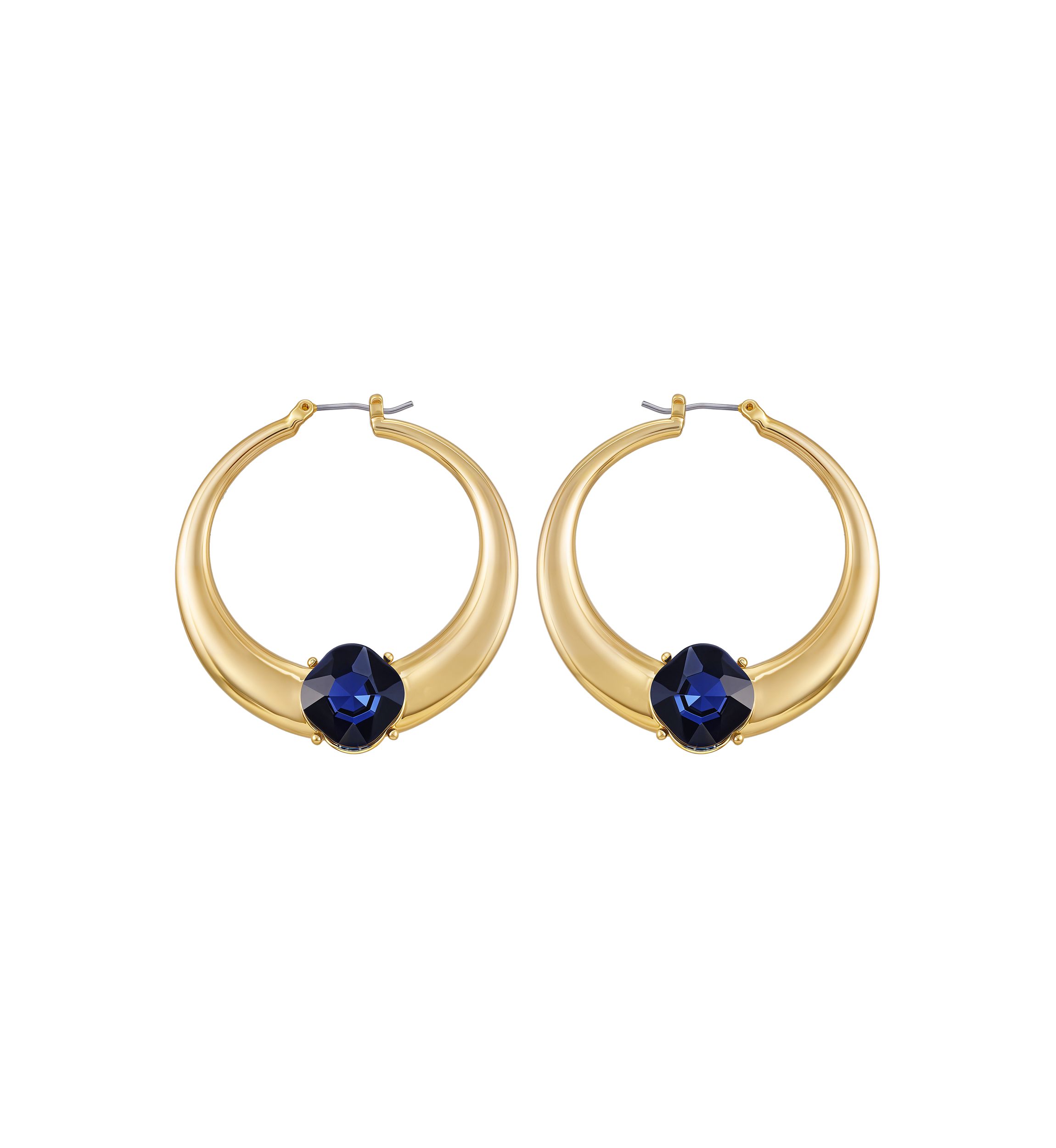 Blue Crystal Hoop Earrings
