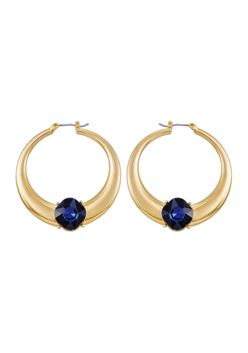 Blue Crystal Hoop Earrings