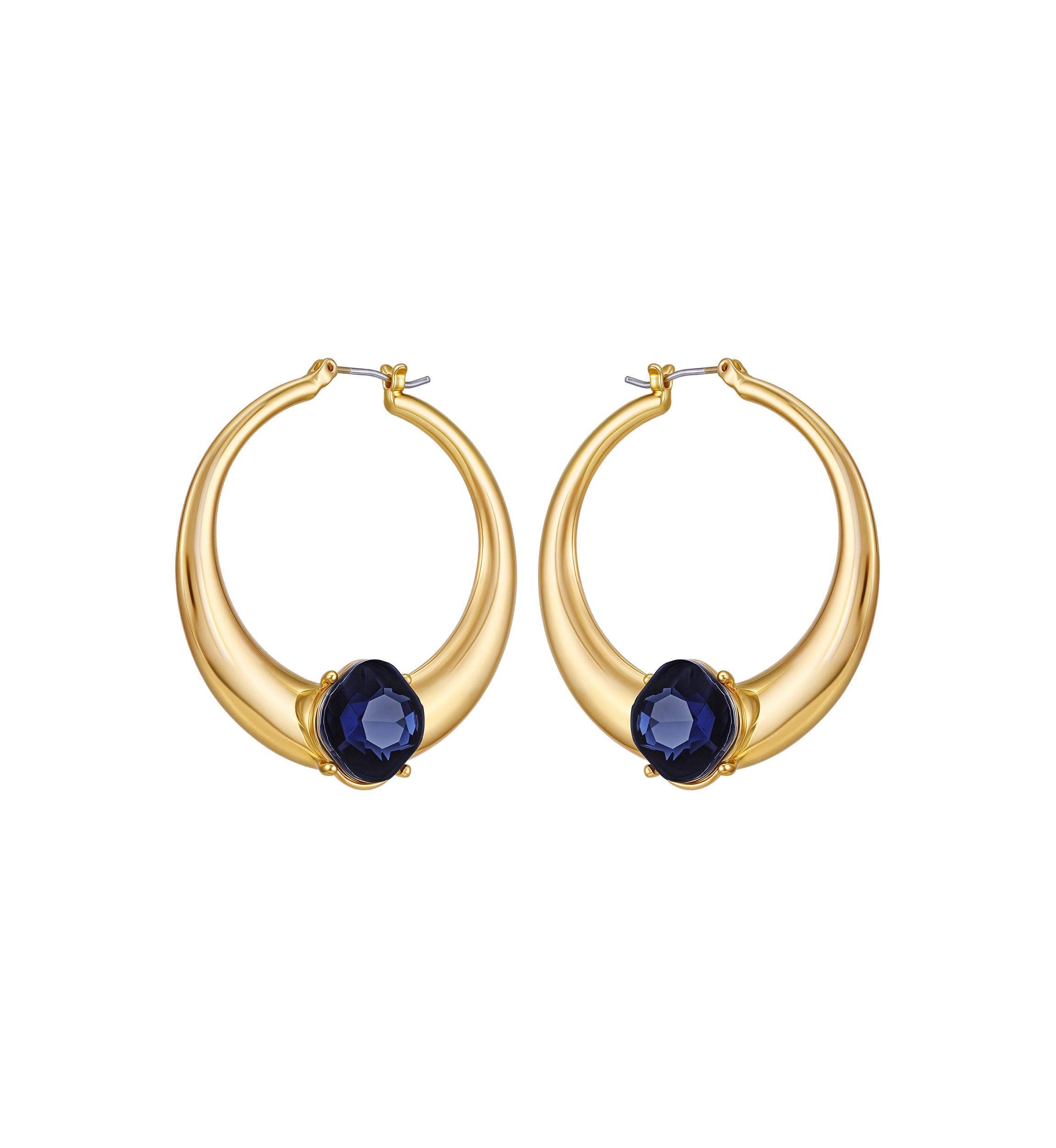 Blue Crystal Hoop Earrings