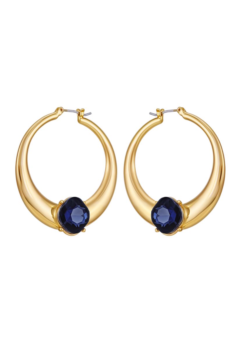 Blue Crystal Hoop Earrings