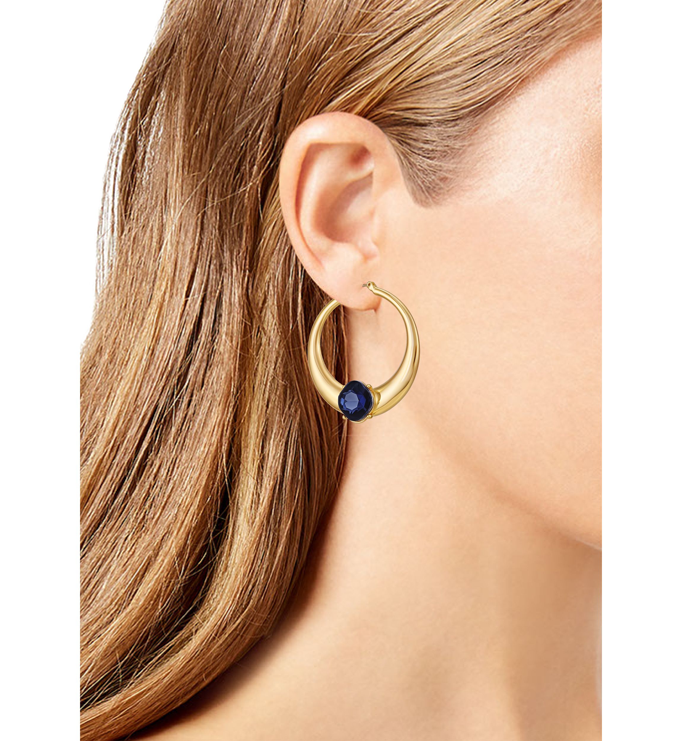 Blue Crystal Hoop Earrings