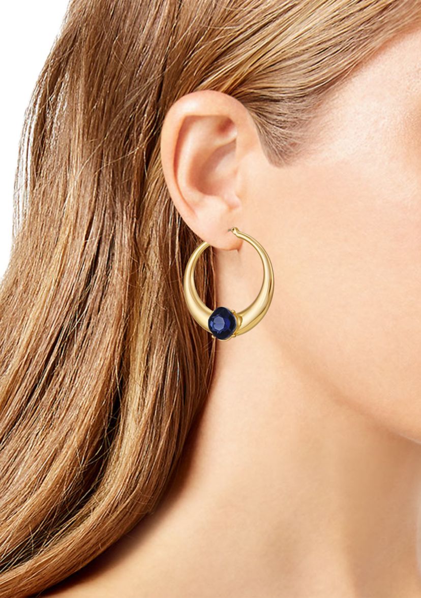 Blue Crystal Hoop Earrings