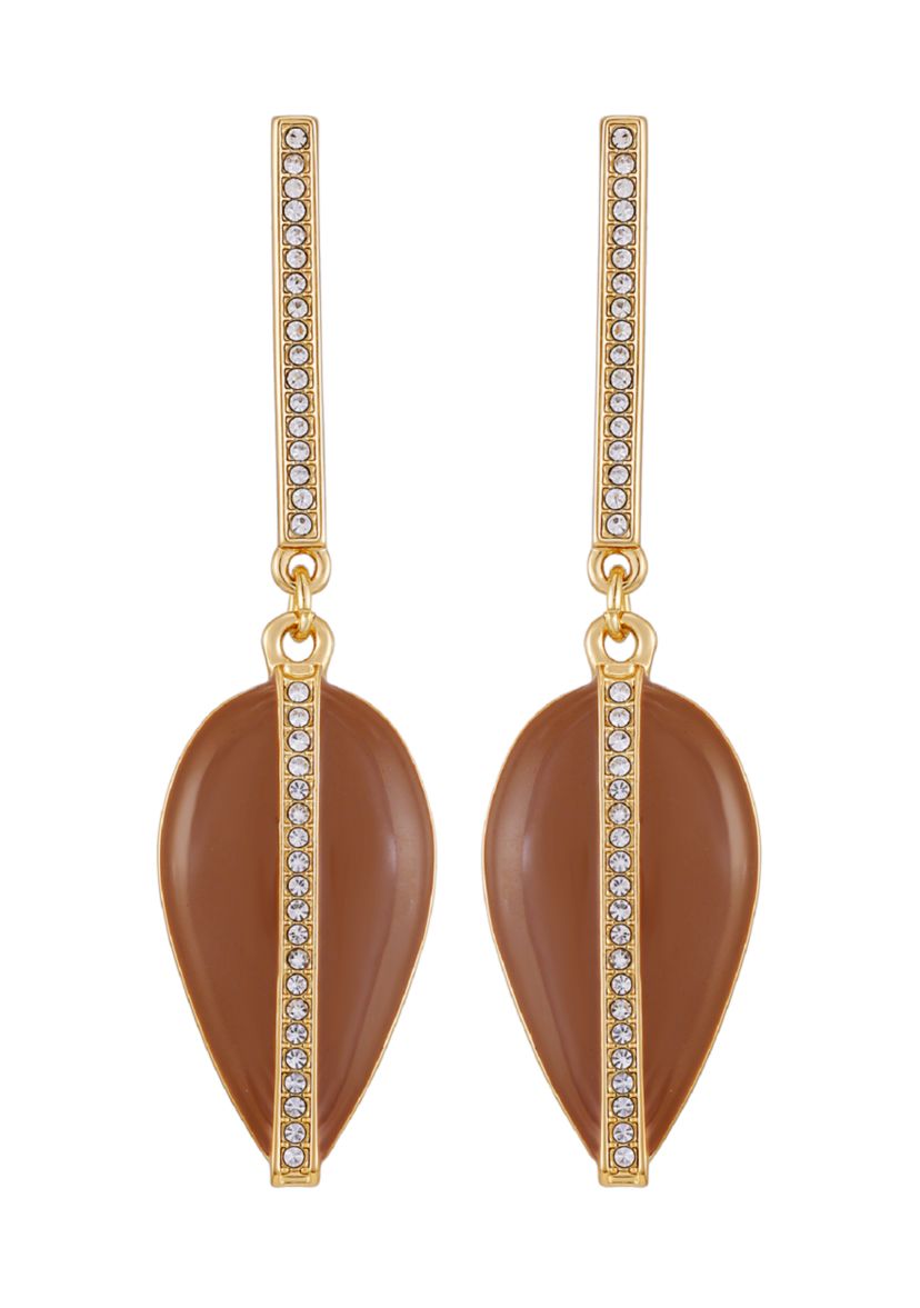 Oval Crystal Post Drop Earrings