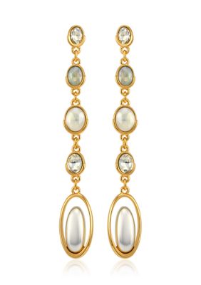 GUESS Multi Color Stone Pearl Linear Earrings