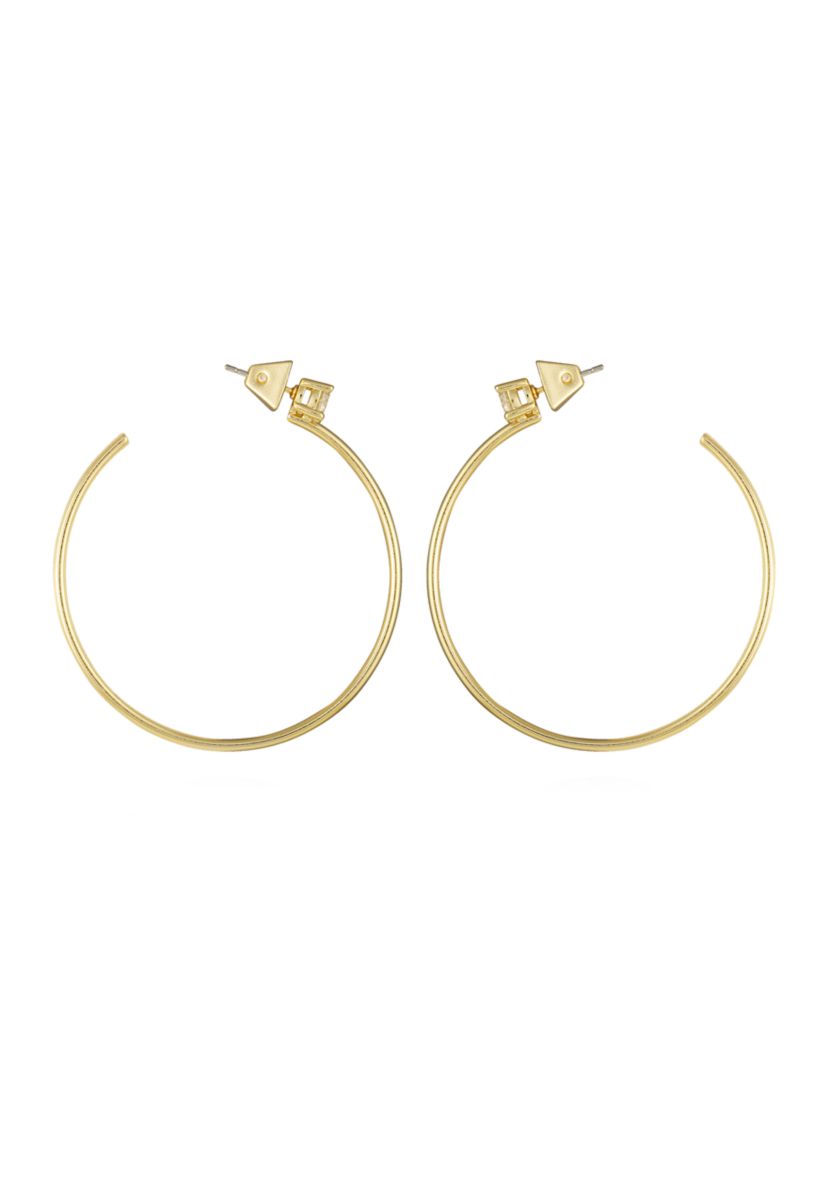 Gold Tone Cubic Zirconia Hoop Earrings