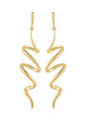 Gold Tone Ribbon Linear Earrings