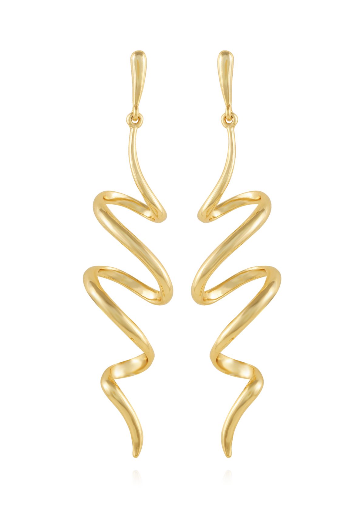Gold Tone Ribbon Linear Earrings