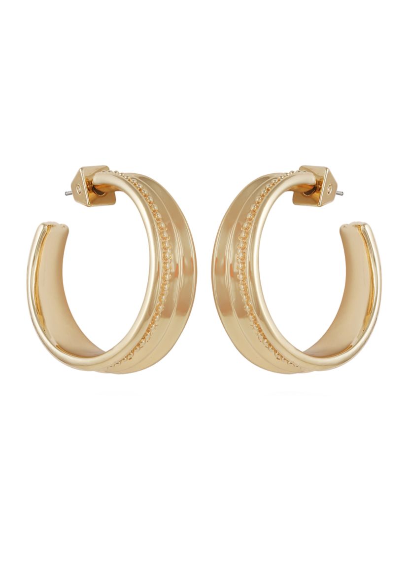 Gold Tone Geometric Hoop Earrings