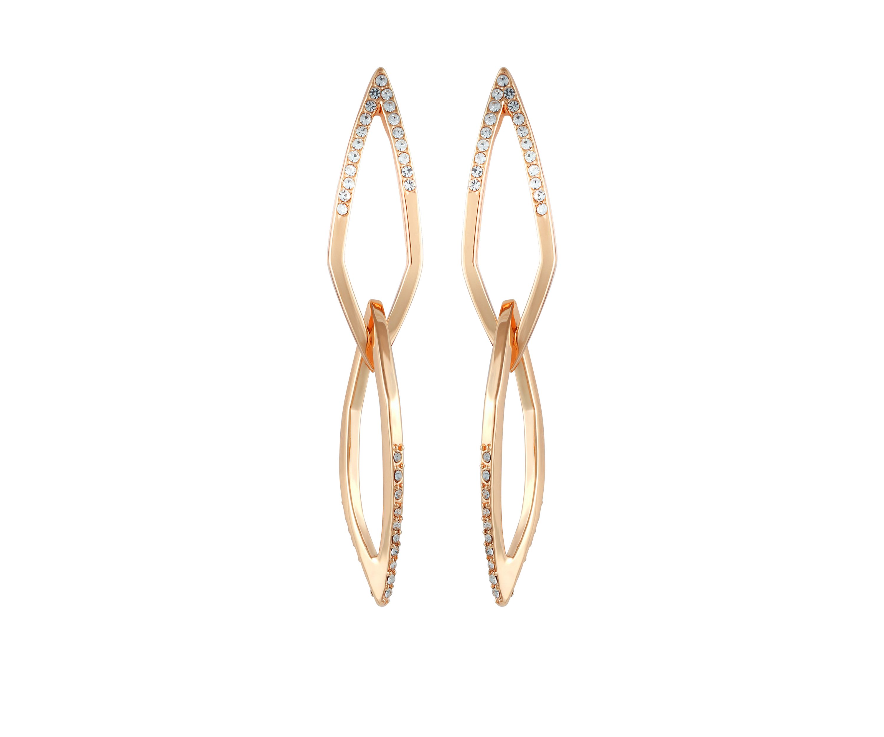 Gold-Tone and Crystal Diamond Link Drop Earrings