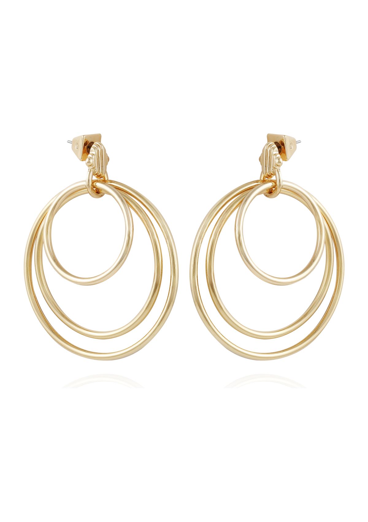 Gold Tone Orbital Hoop Earrings