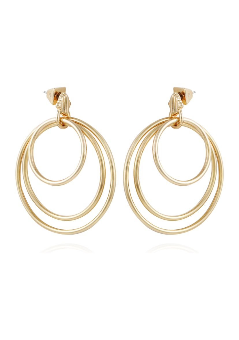 Gold Tone Orbital Hoop Earrings