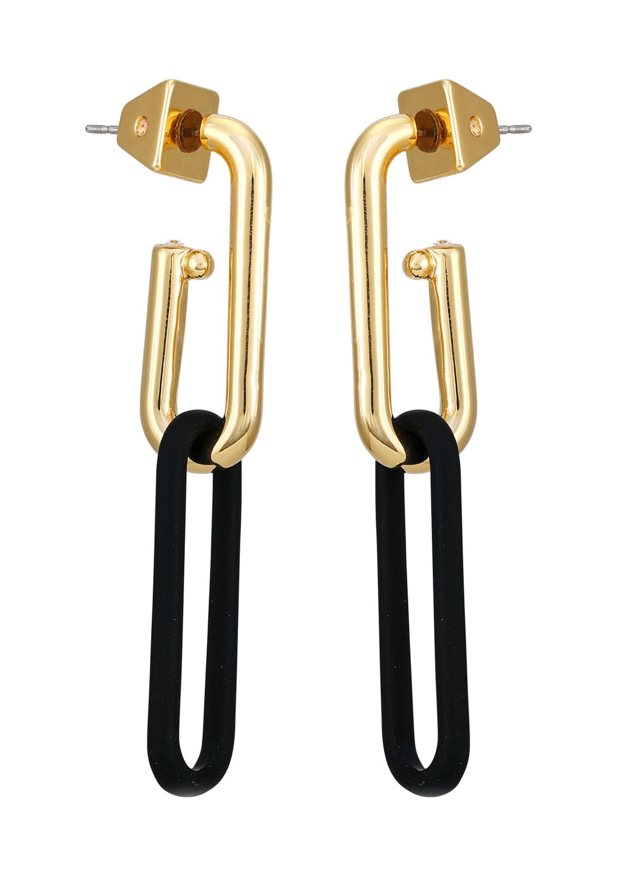 Gold Tone Jet Link Hoop Earrings