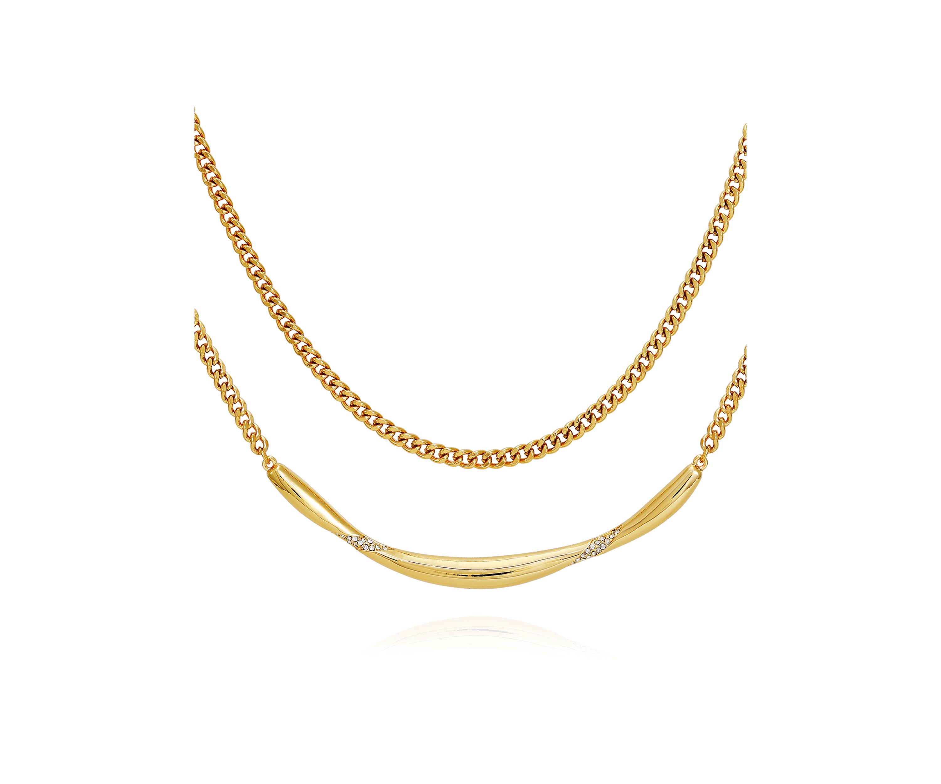 Layered Necklace in 14K Gold Plated Metal