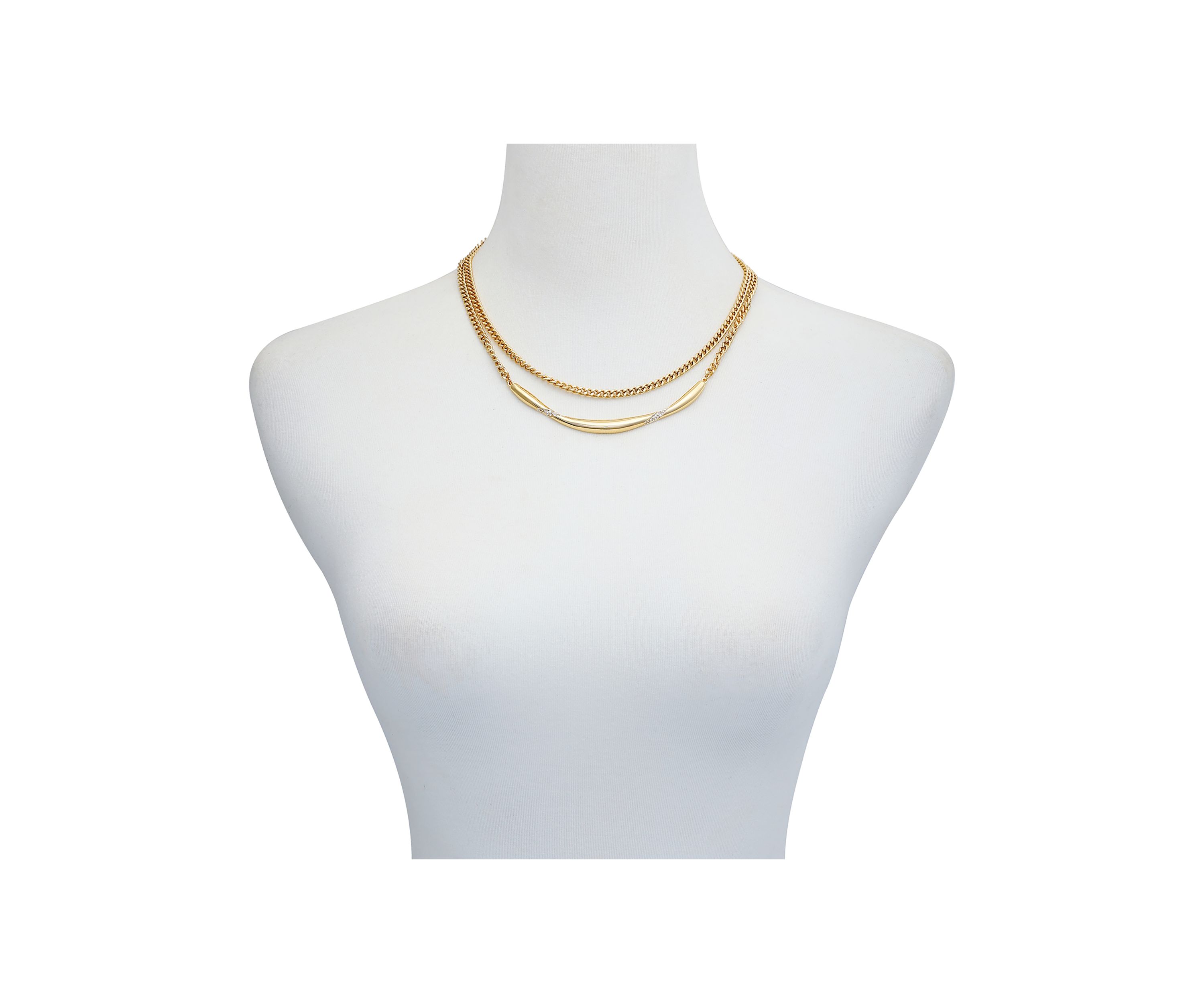 Layered Necklace in 14K Gold Plated Metal