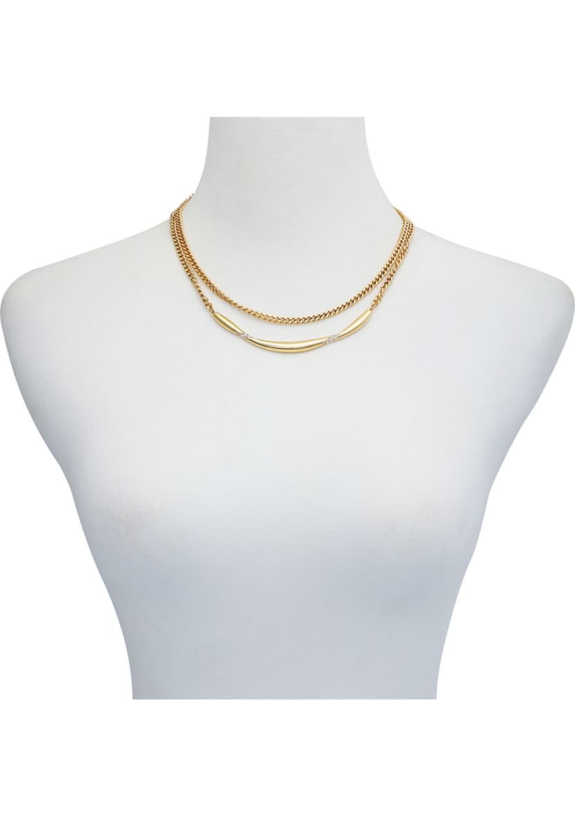 Layered Necklace in 14K Gold Plated Metal