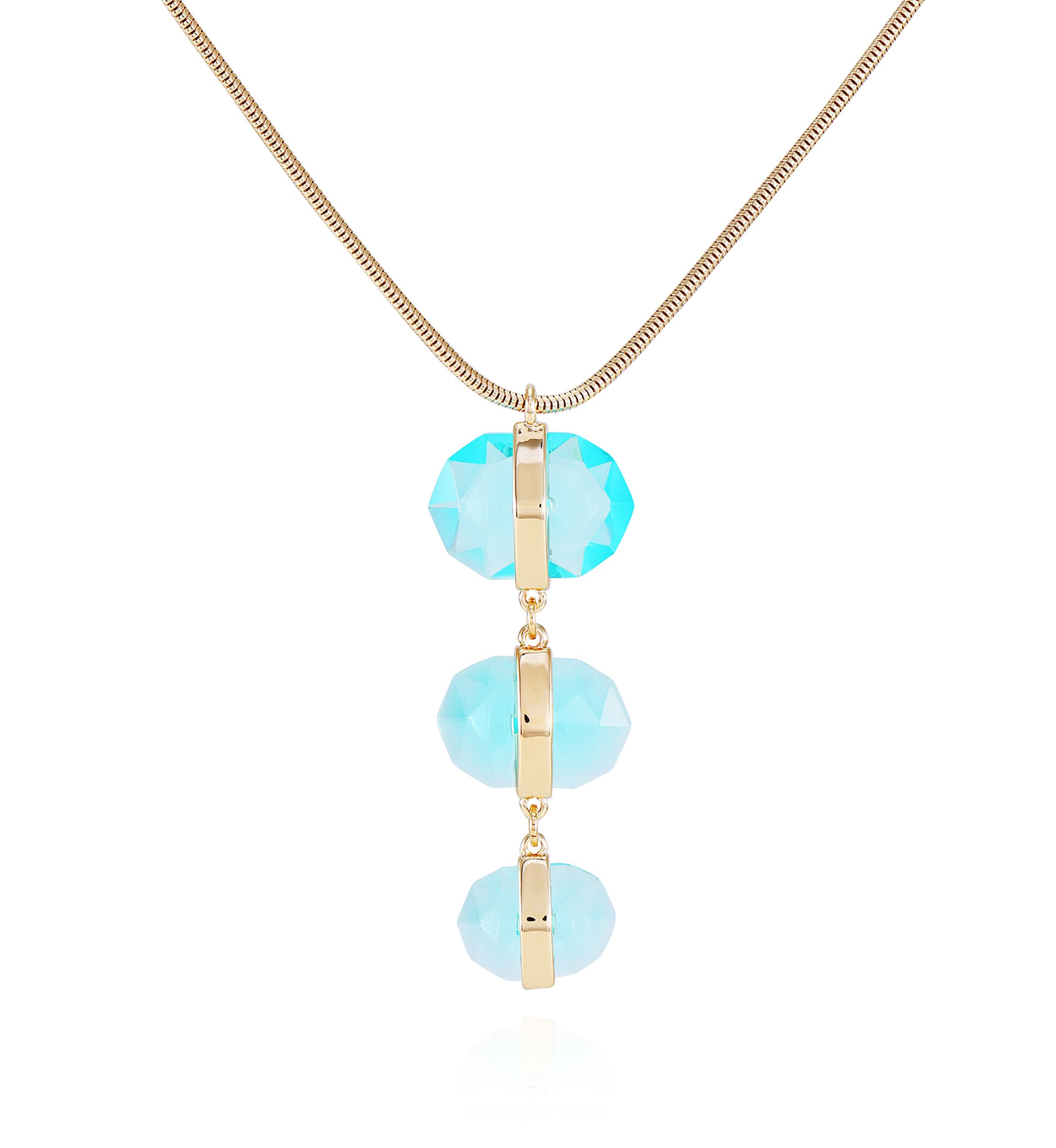 Aqua Pendant Necklace in 14K Gold Plated Metal