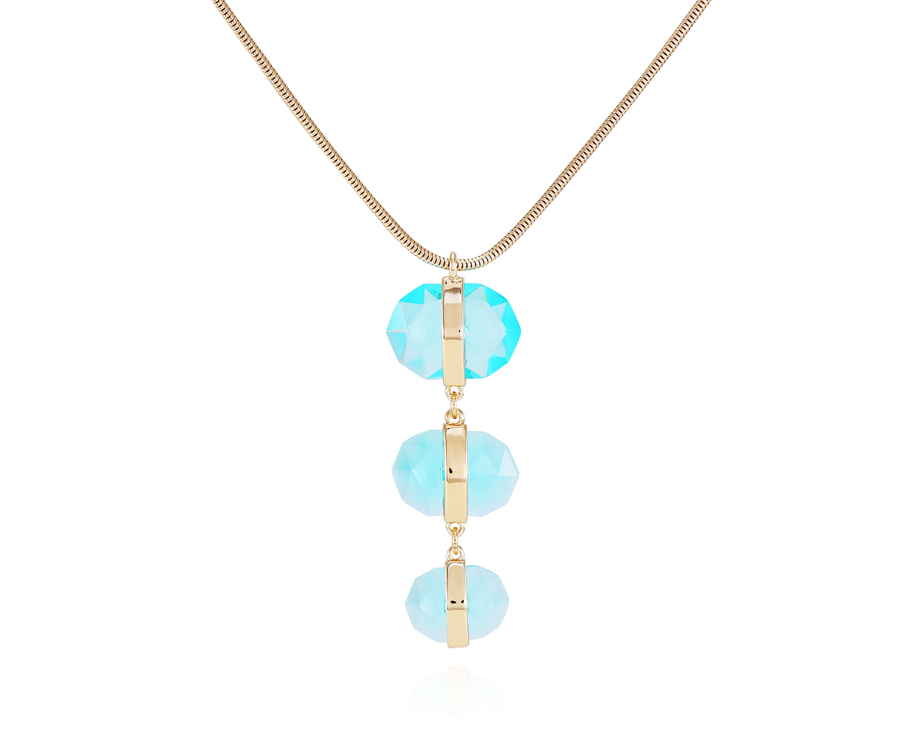 Aqua Pendant Necklace in 14K Gold Plated Metal