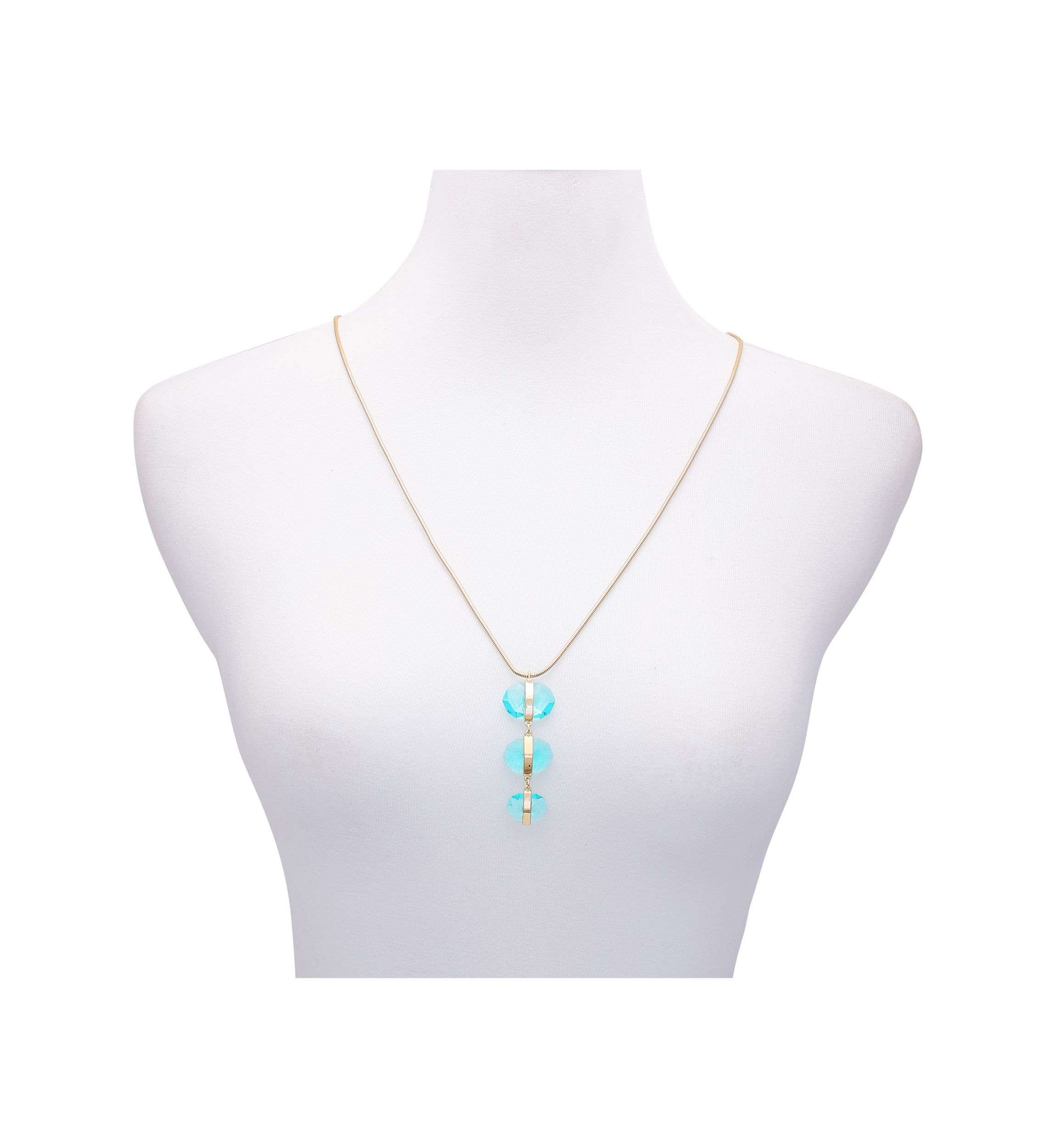 Aqua Pendant Necklace in 14K Gold Plated Metal