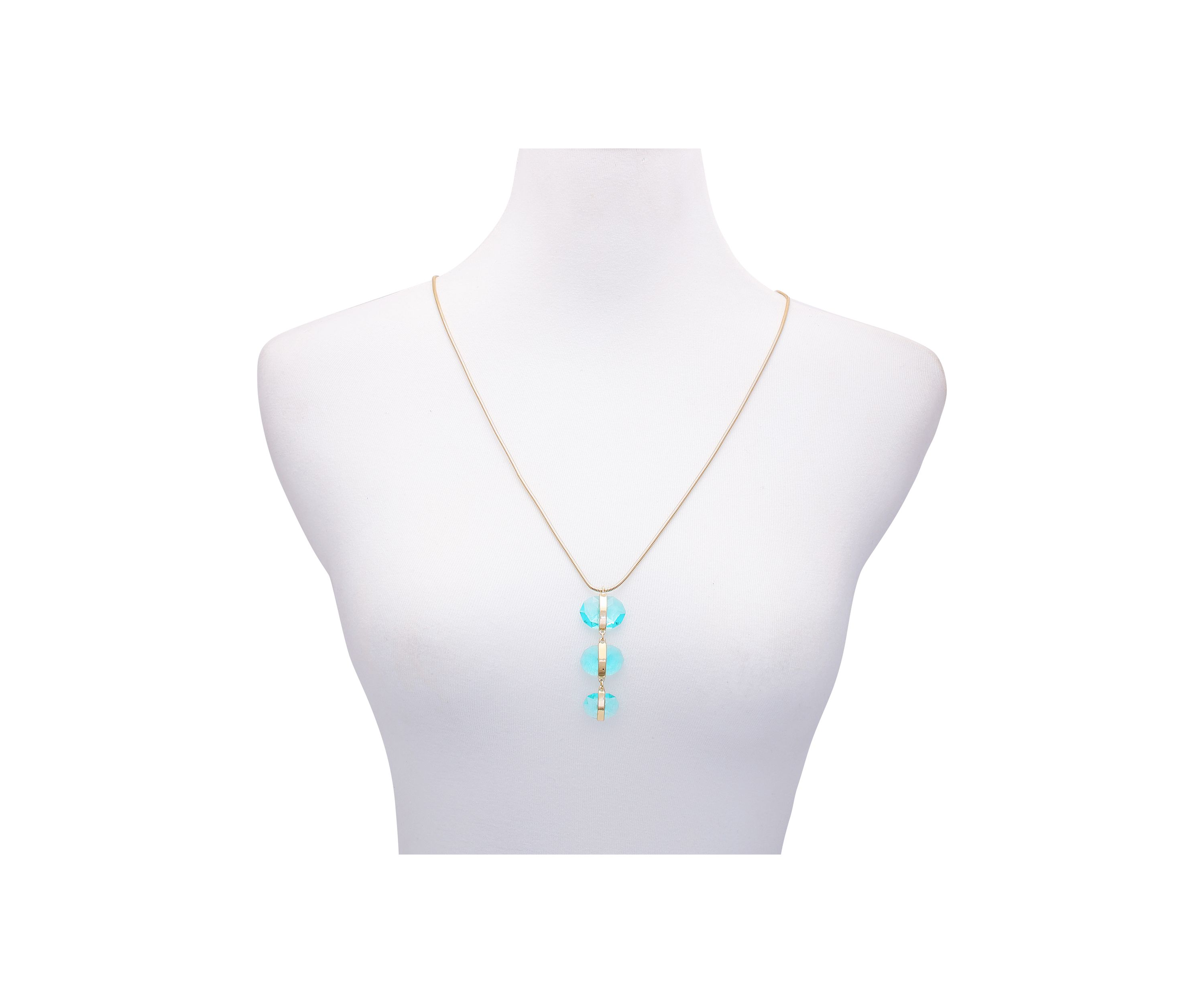 Aqua Pendant Necklace in 14K Gold Plated Metal