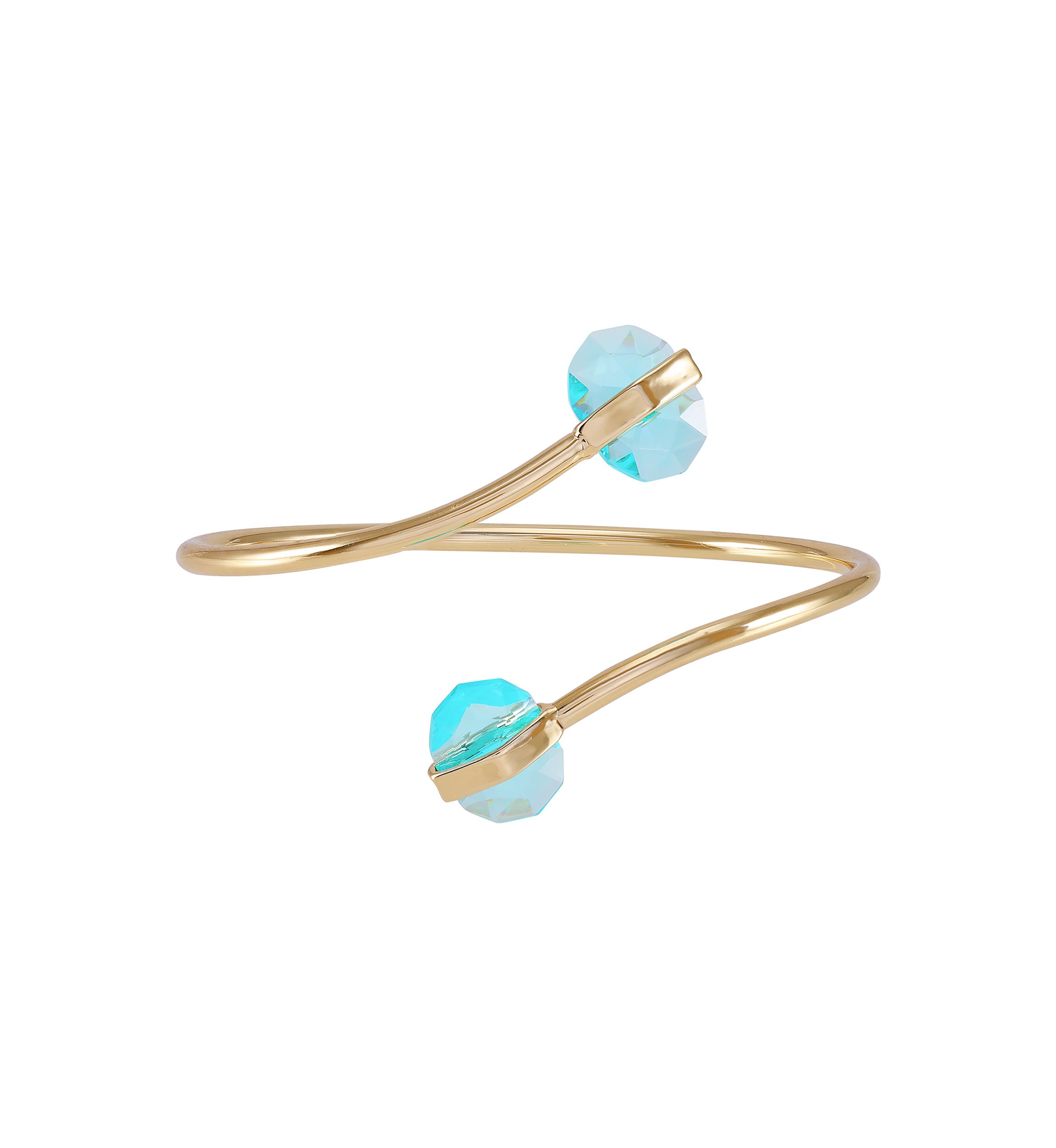 Aqua Wire Cuff Bracelet in 14K Gold Plated Metal